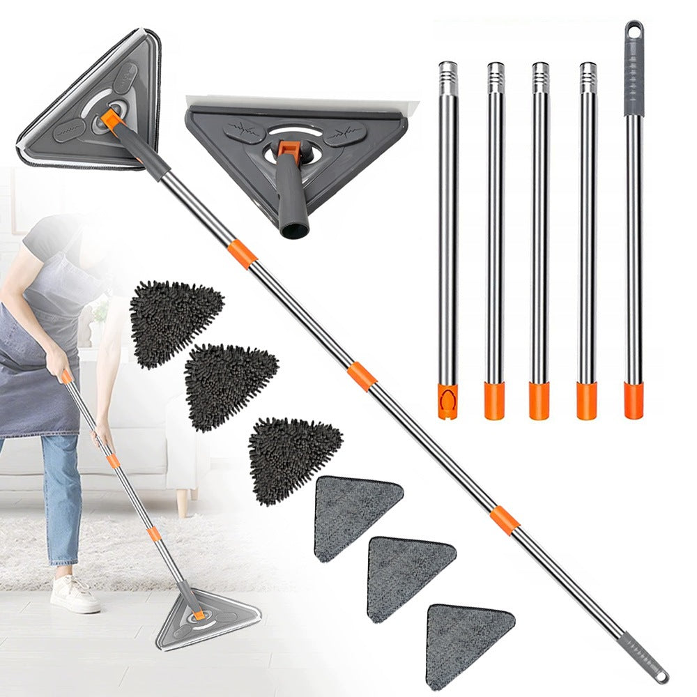 TRIANGULAR FLAT ROTARY FLOOR MOP + 6 CLOTHS