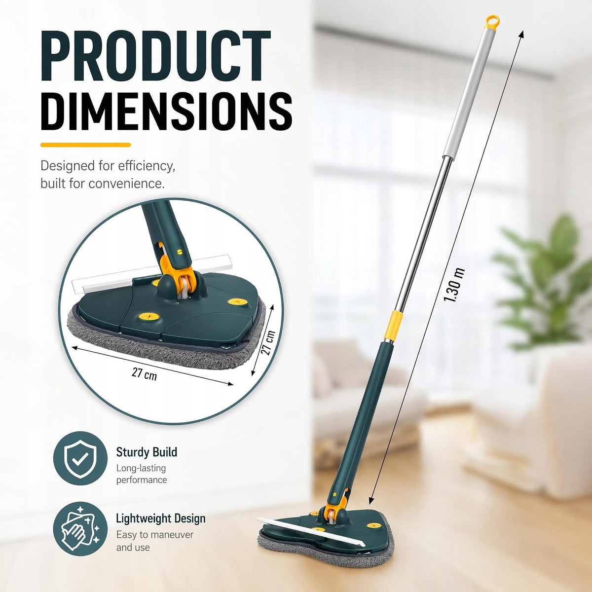 TRIANGULAR MOP 360° TELESCOPIC SET OF 6 MICROFIBER PADS Brand no brand