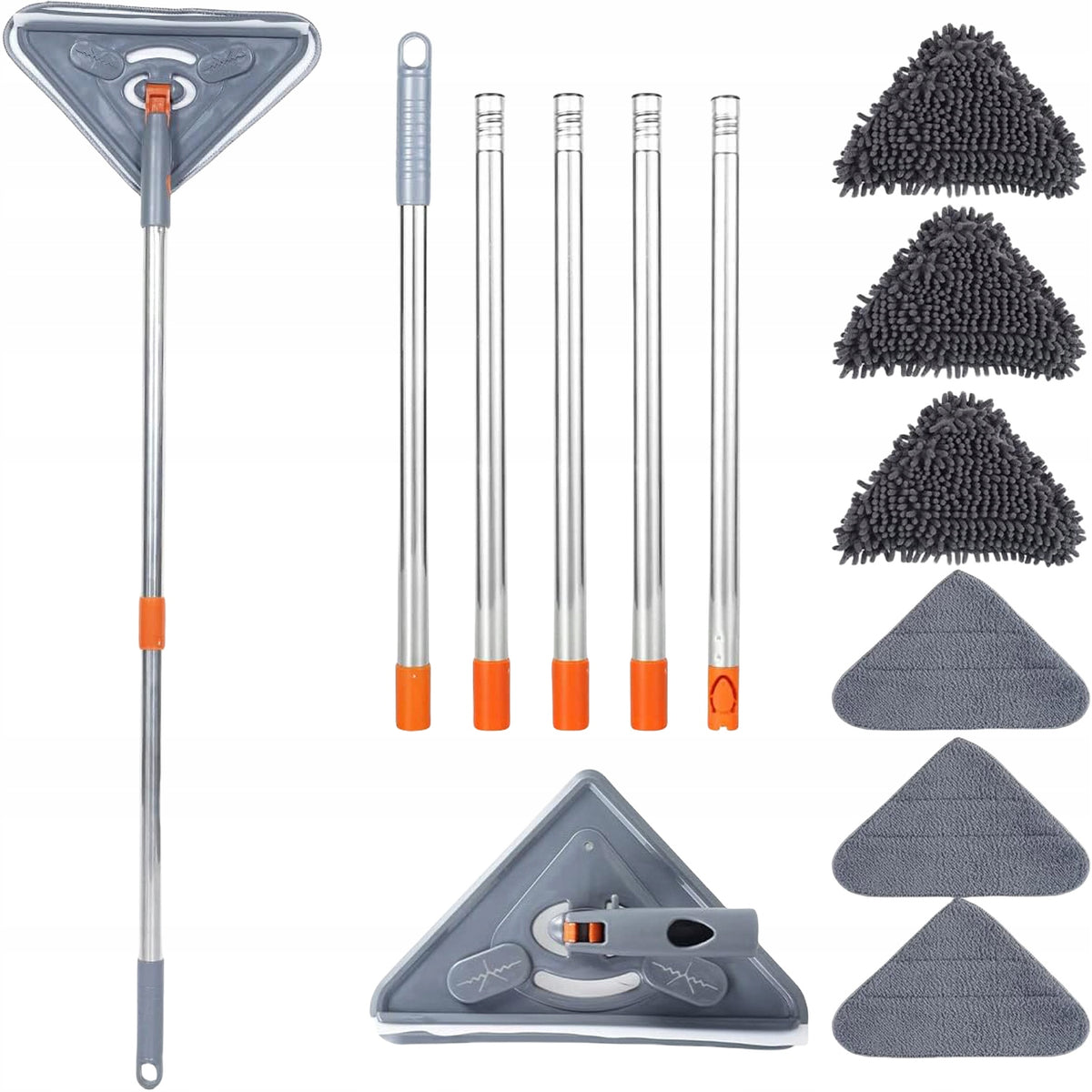 TRIANGULAR WALL WINDOW TILE ROTARY MOP ADJUSTABLE 25 TO 85'' WITH 6 WASHERS