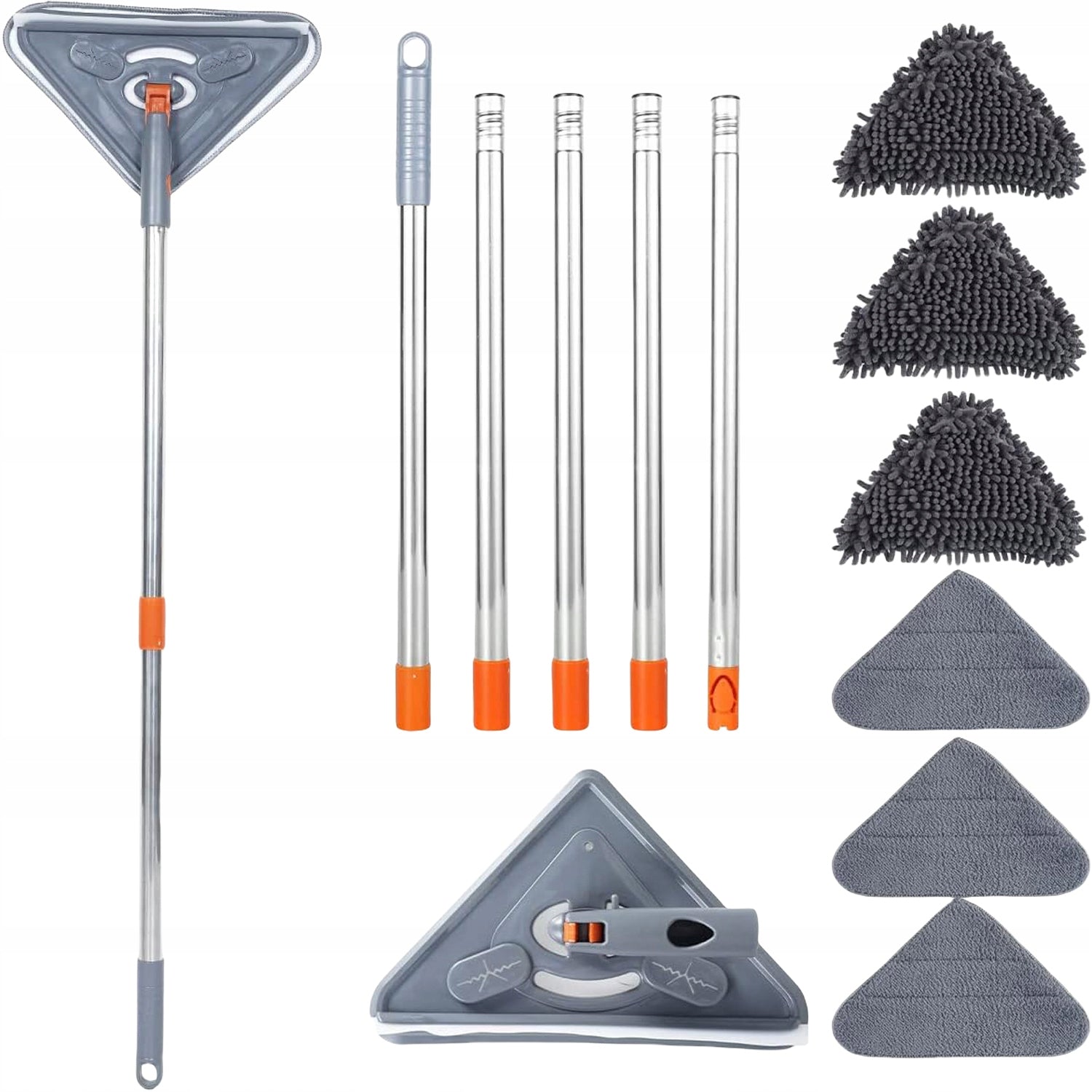 TRIANGULAR WALL WINDOW TILE ROTARY MOP ADJUSTABLE 25 TO 85'' WITH 6 WASHERS