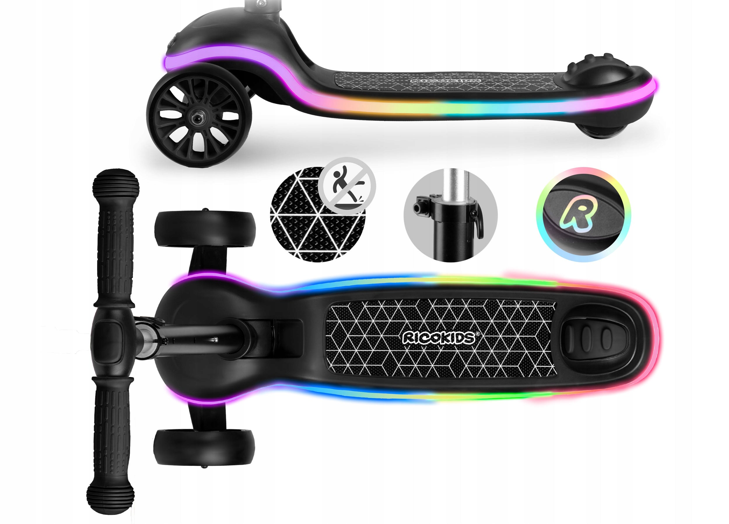 TRICYCLE SCOOTER FOR CHILDREN BALANCE LED adjustable backlight Brand RicoKids