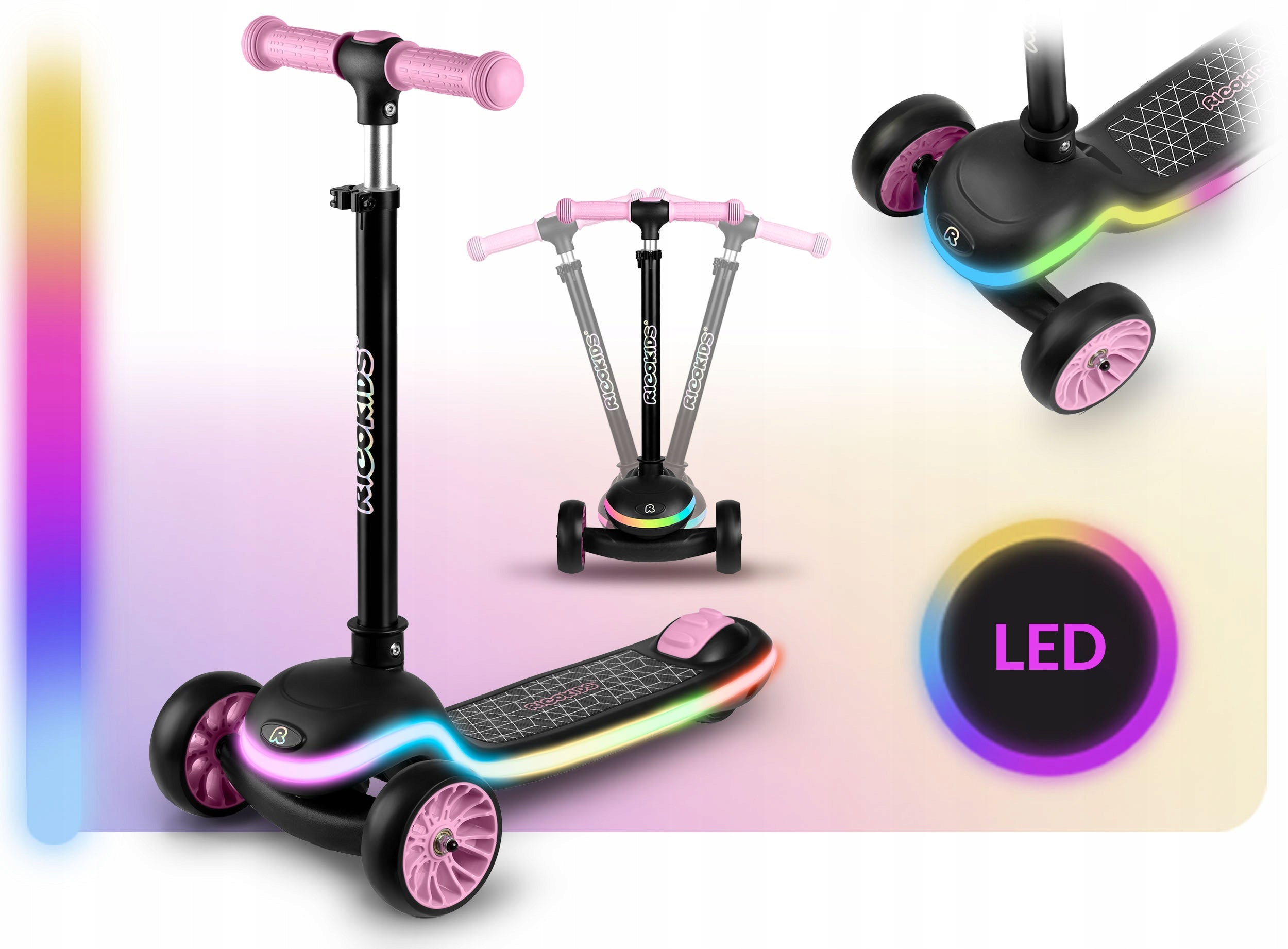 TRICYCLE SCOOTER FOR CHILDREN BALANCE LED folding glowing Manufacturer code 766002