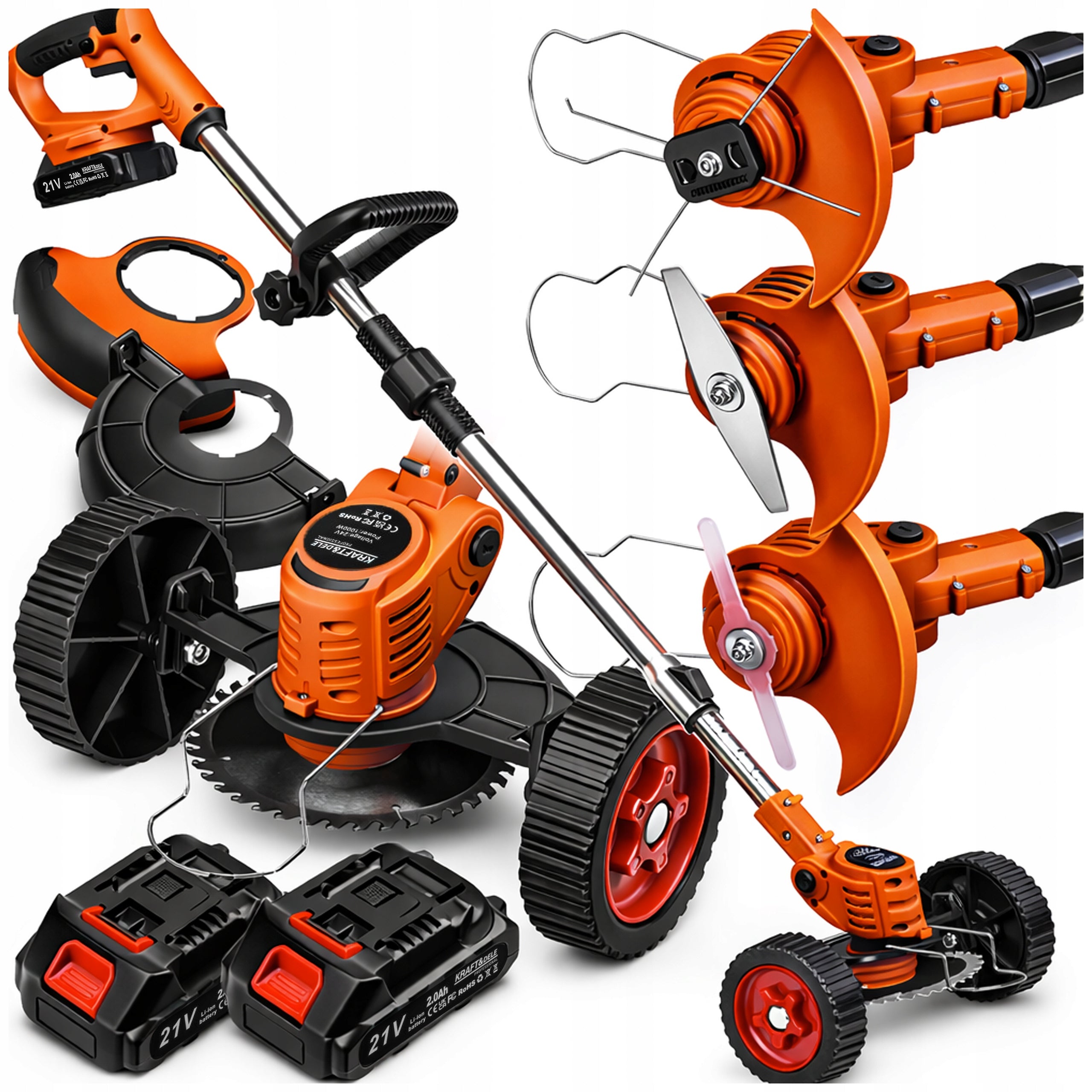 TRIMMER CORDLESS GARDEN SCYTHE GRASS CUTTER SET XXL WHEELS