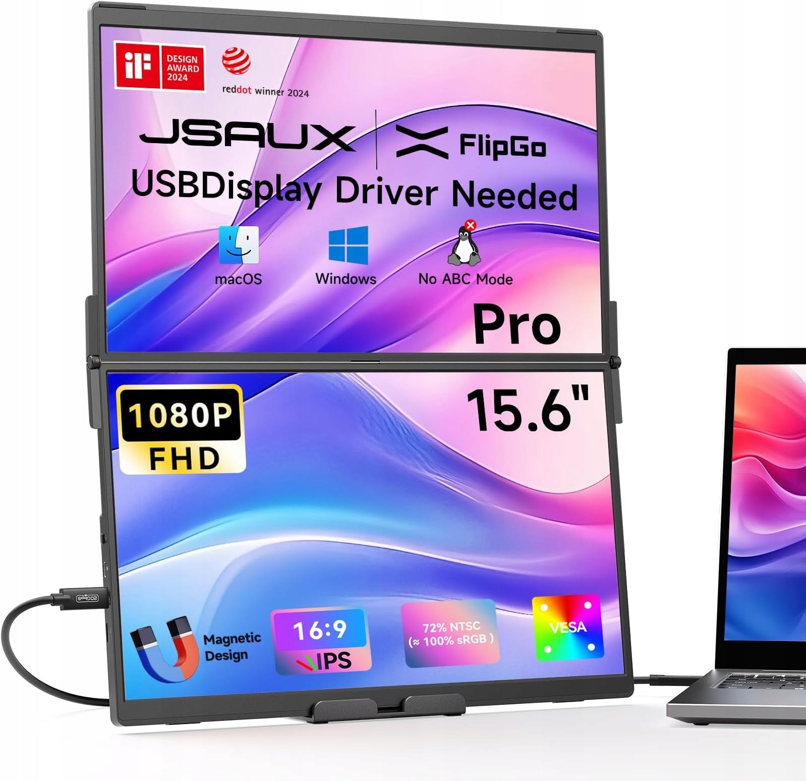 TRIPLE LAPTOP MONITOR 156 FHD IPS DUAL SCREEN USB-C