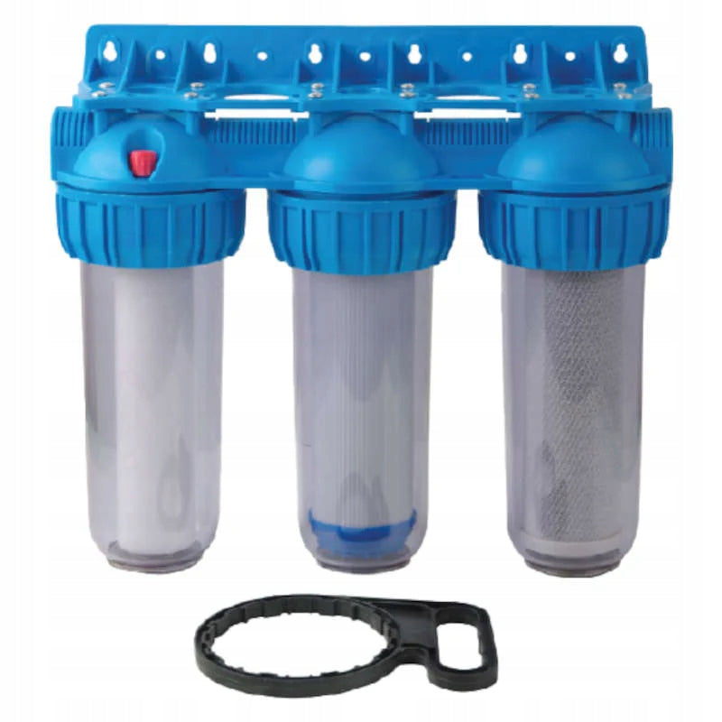 TRIPLE WATER FILTER HOUSING 3 x 10-1" IN-LINE BODY SET IBO