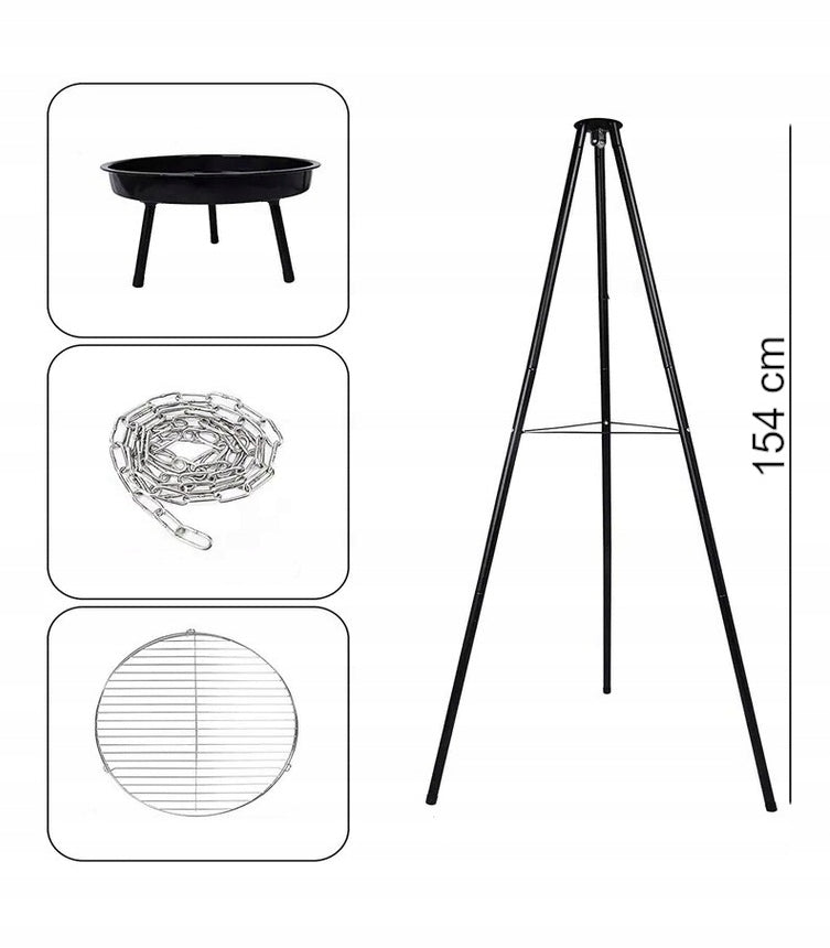 TRIPOD GRILL FOR GARDEN FIREPLACE WITH GRATE FOR HEARTHS 60 CM HEIGHT 152 Manufacturer Elektromet