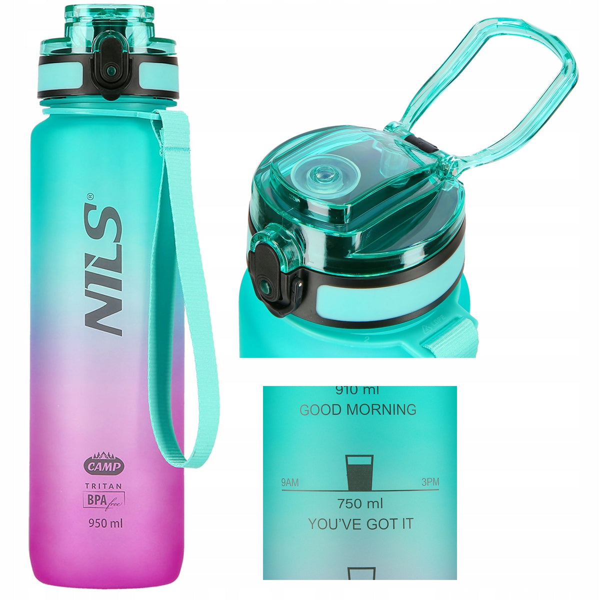 TRITAN BOTTLE SPORTS WATER BOTTLE WITH SCALE TIGHT 950ml LIGHT