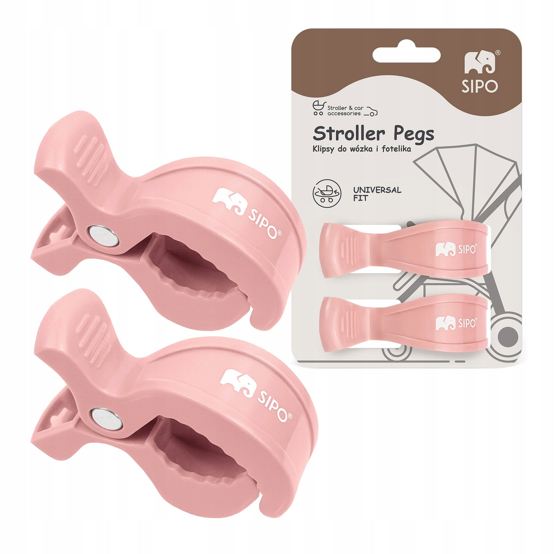 TROLLEY CLIPS SIPO BUCKLES HANDLES FOR FIXING PINK SET OF 2