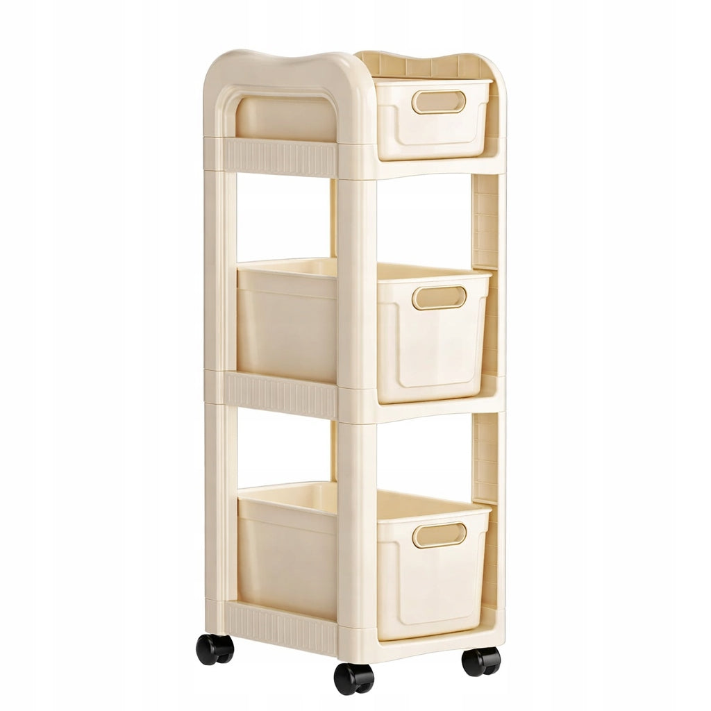 TROLLEY ORGANIZER ON WHEELS 3 HORIZONTAL MOBILE BOOKCASE FOR HOME OFFICE BASKETS LARGE