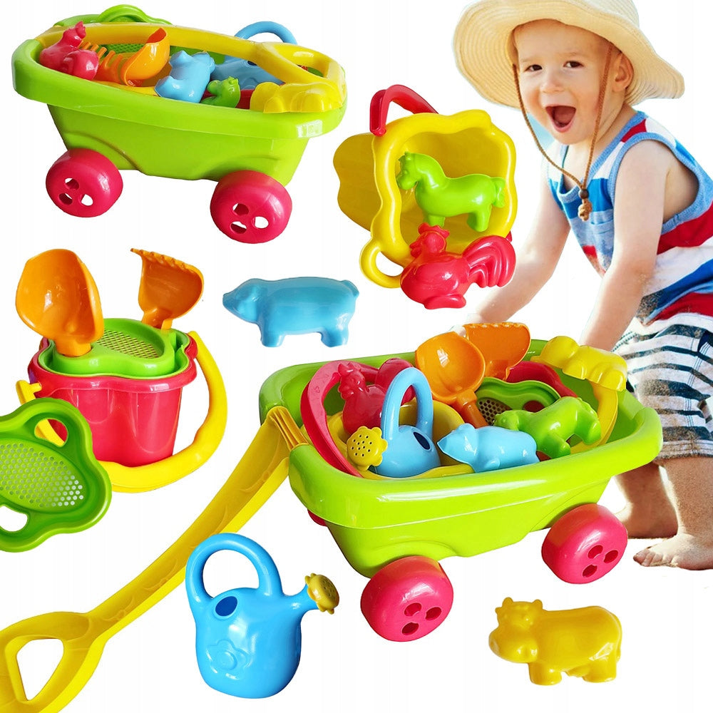 TROLLEY WHEELBARROW FOR SAND + MOLDS FOR BABY PL CH