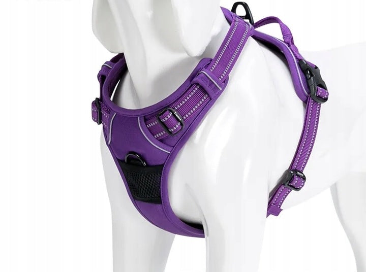 TRUELOVE EASY WALK DOG HARNESS STRONG DURABLE REFLECTIVE PURPLE M Size M