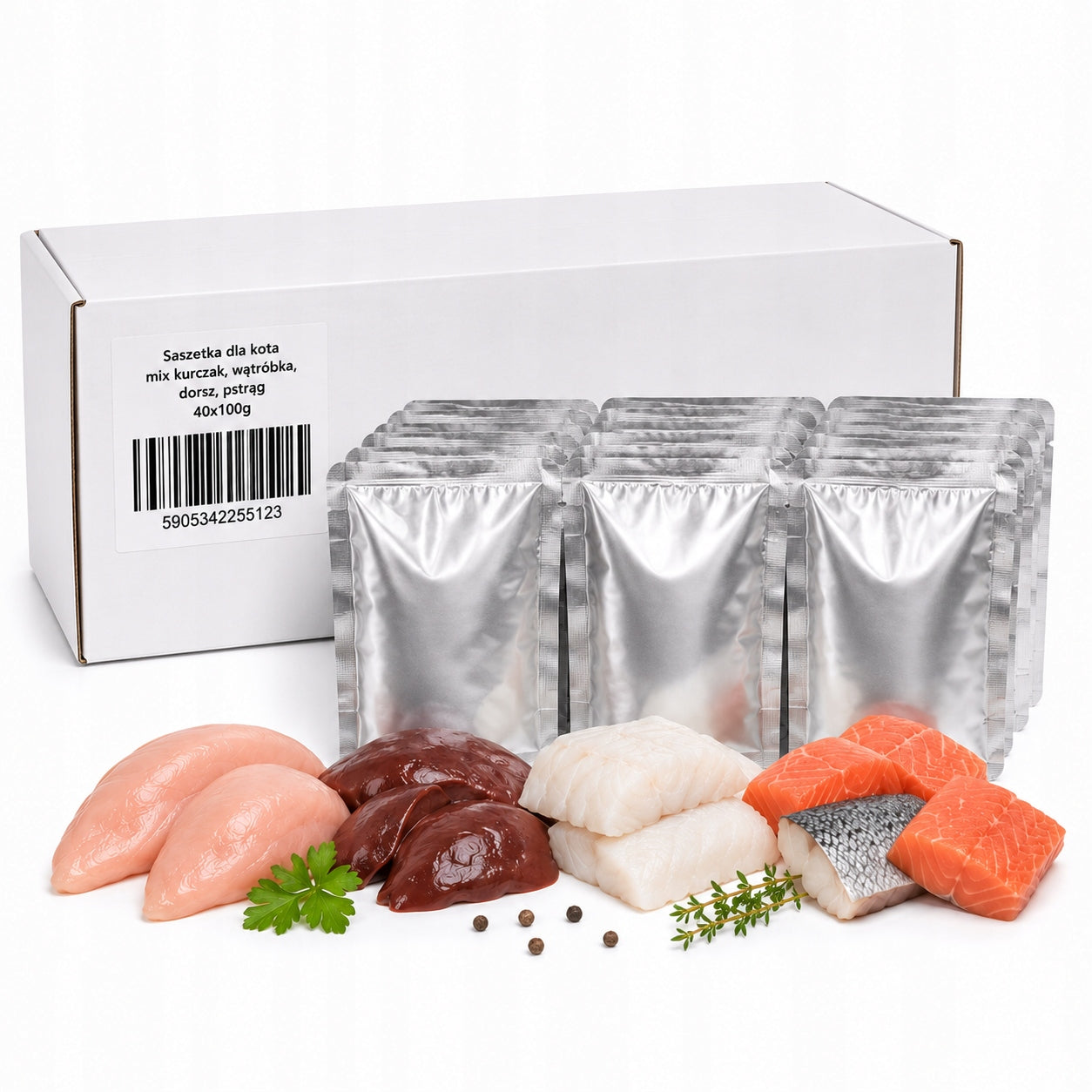 TUFTUF cat sachets mix of flavors 40x100g wet food set of 40 Brand Tuf Tuf
