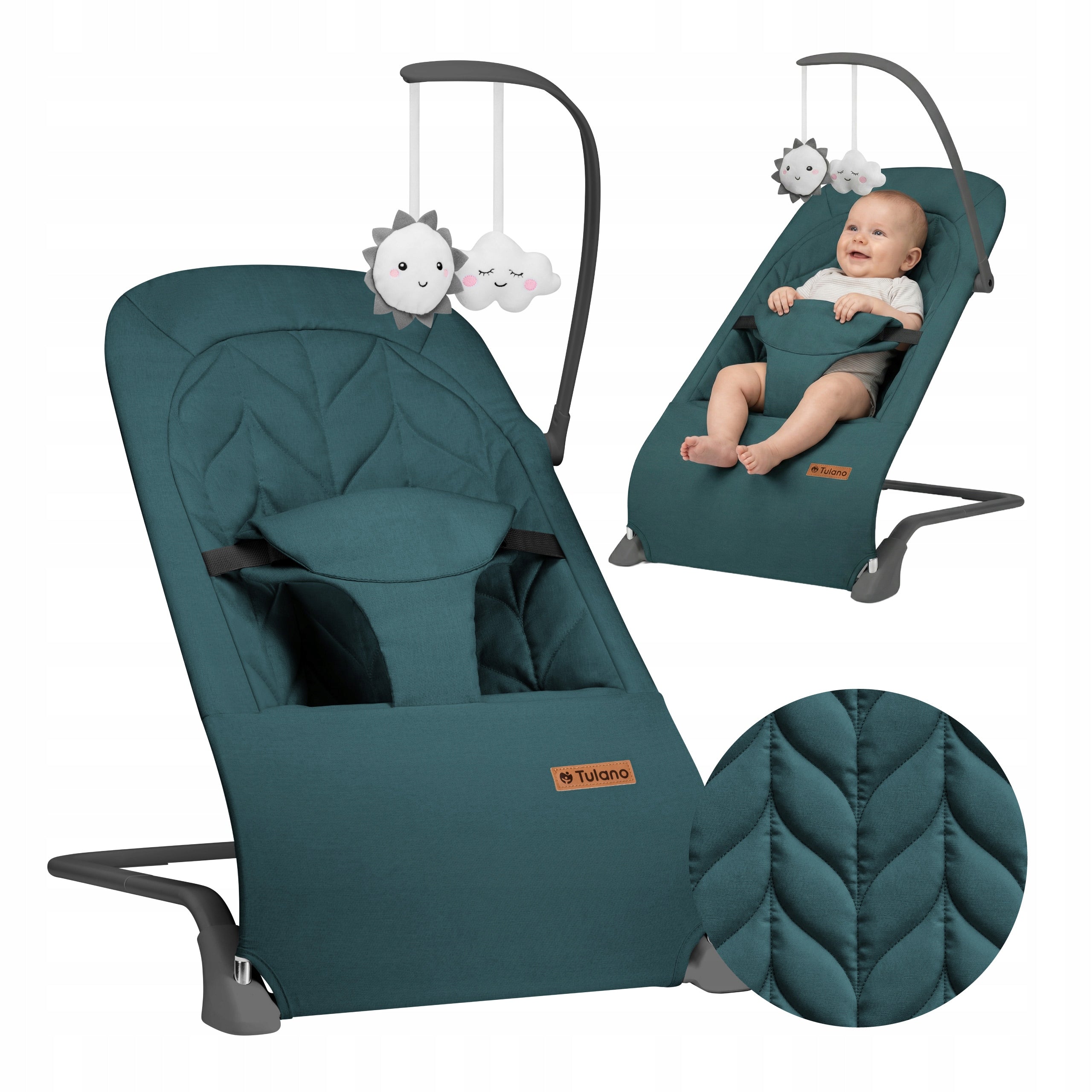 TULANO Baby Rocker Lounger Folding Adjustable with Straps