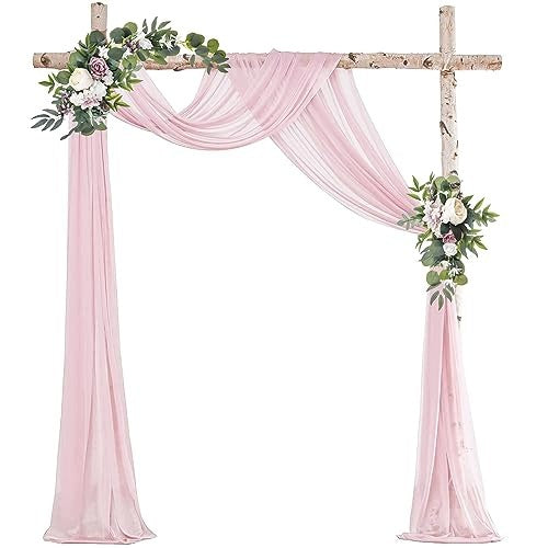 TULLE CURTAIN FOR WEDDING ARCH WHITE LIGHT PINK 75X600 CM for birthday Brand no brand