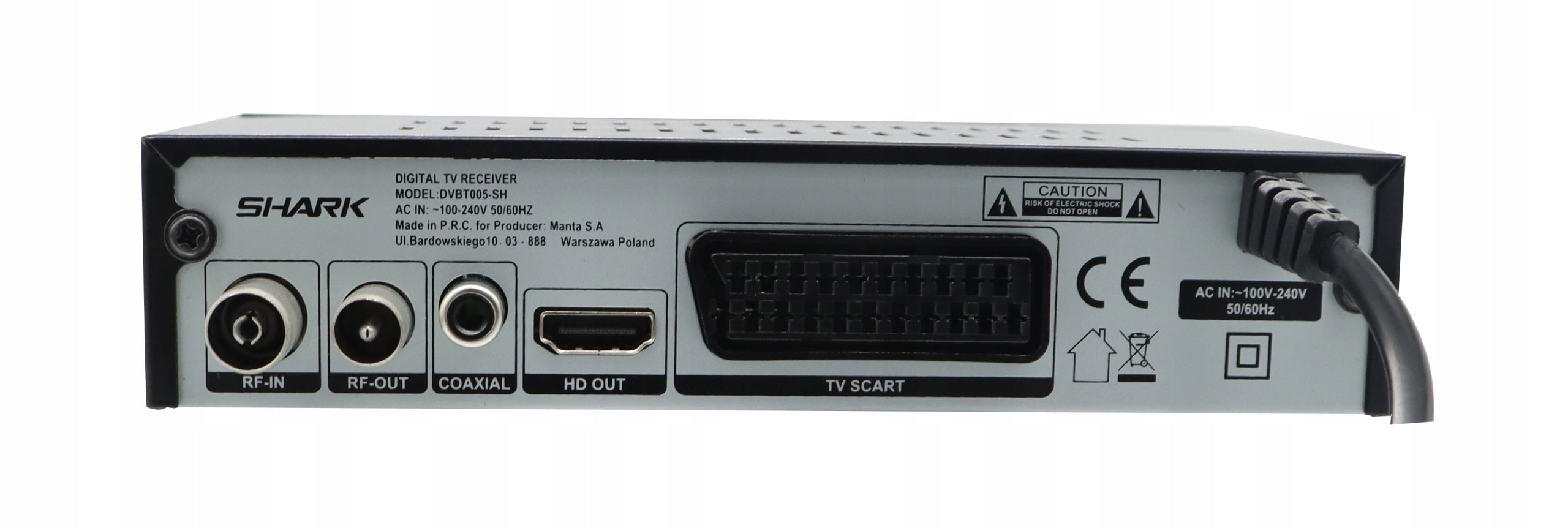 TUNER DECODER DVBT2 TV TERRESTRIAL DVB-T2/C HEVC H.265 FHD REMOTE HDMI USB PVR Manufacturer code DVBT005-SH