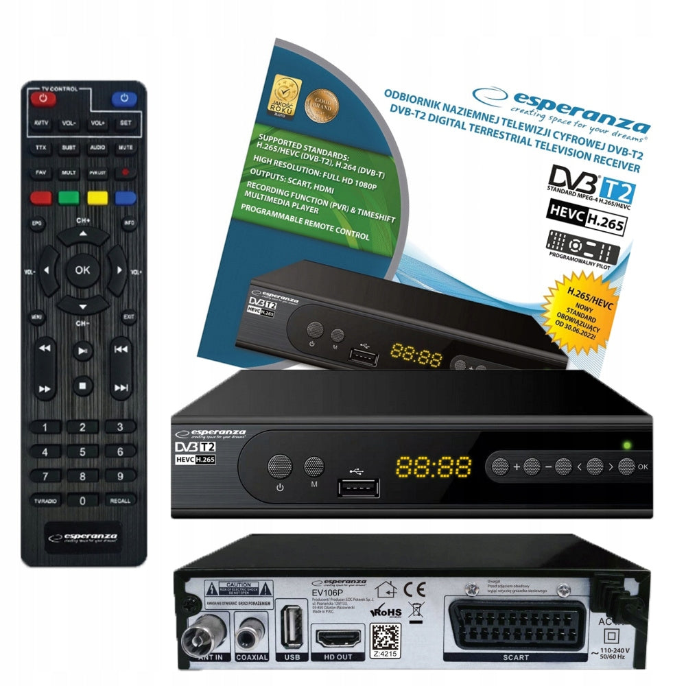 TUNER DECODER TERRESTRIAL HD DVBT2 HEVC H.265
