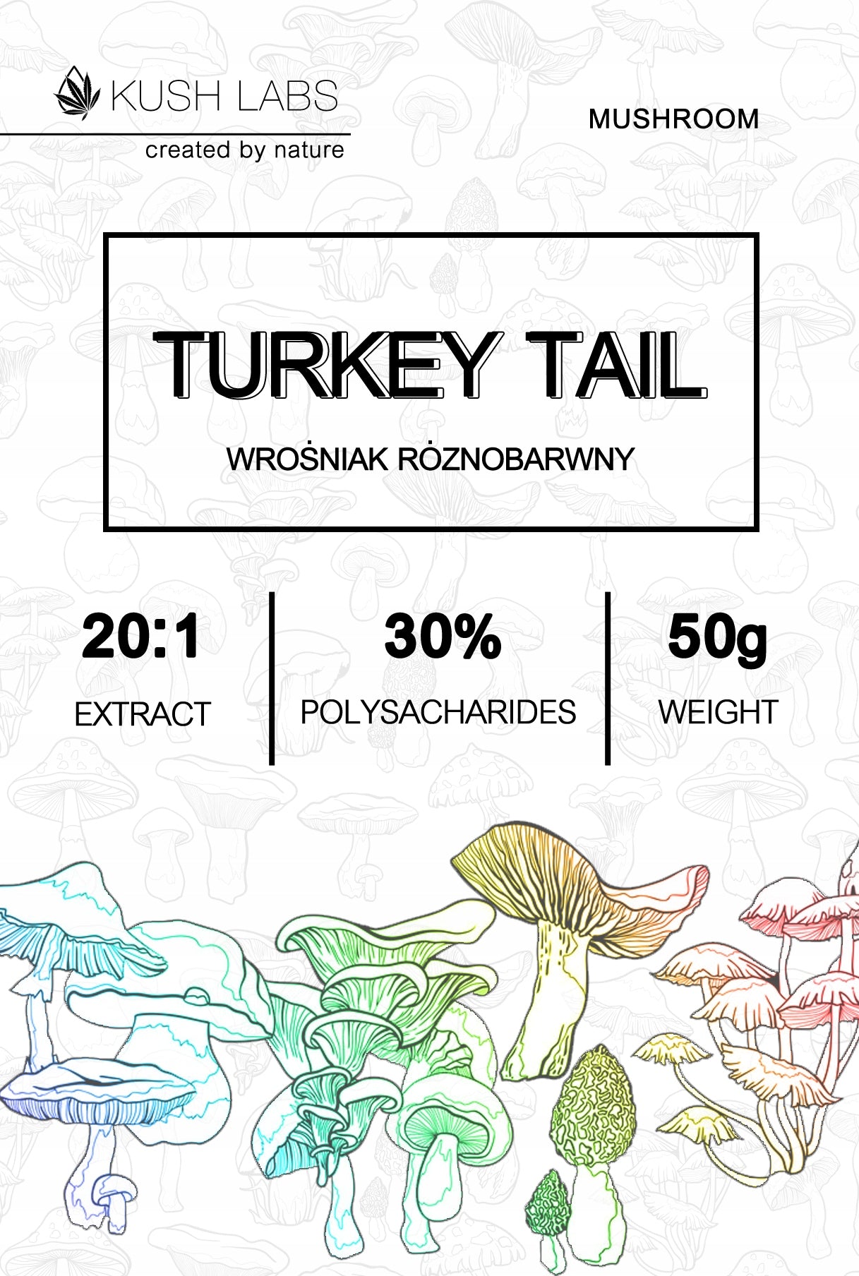 TURKEY TAIL - Multicolored Ingrown | 20:1 EXTRACT | 50G Packaging status original