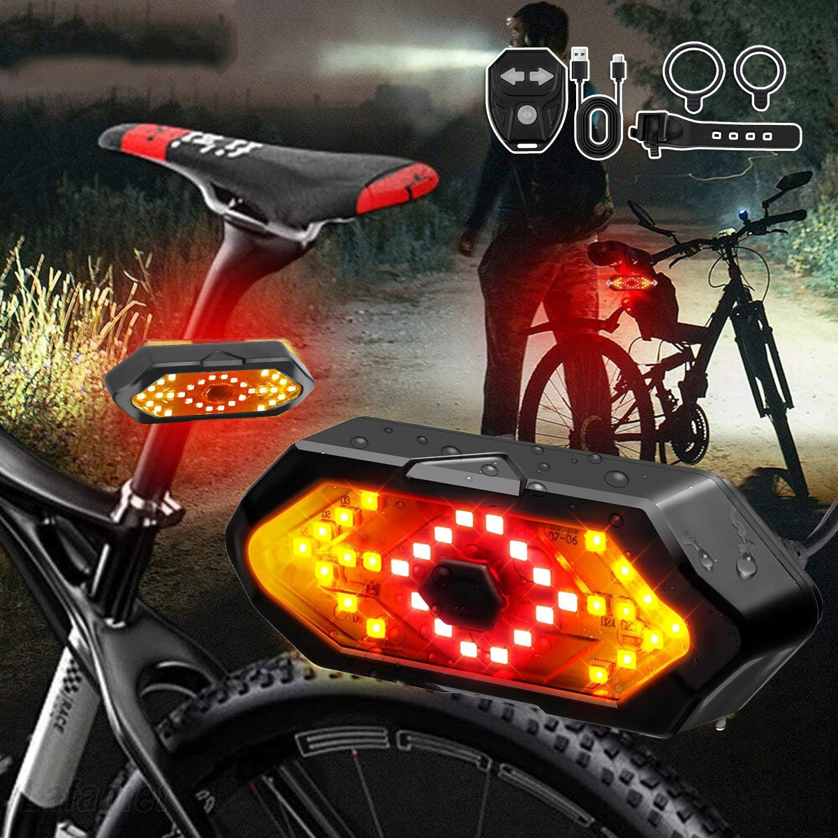 TURN SIGNALS BIKE LIGHT SIGNALING REAR LED REMOTE CONTROL LIGHTING LAMP Packaging status original