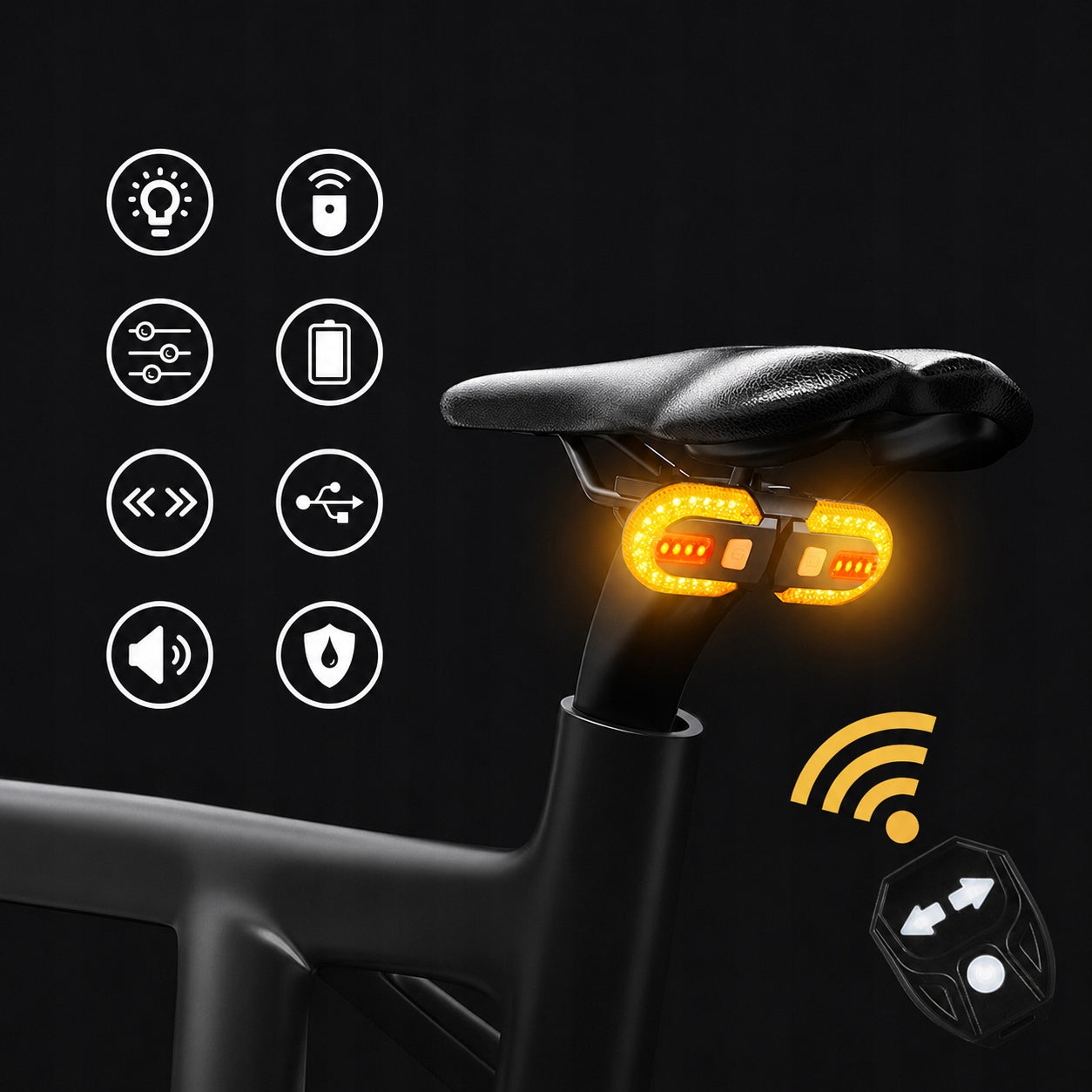 TURN SIGNALS FOR SCOOTER BIKE BLINKERS BICYCLE LED USB LIGHT + REMOTE CONTROL Packaging status original