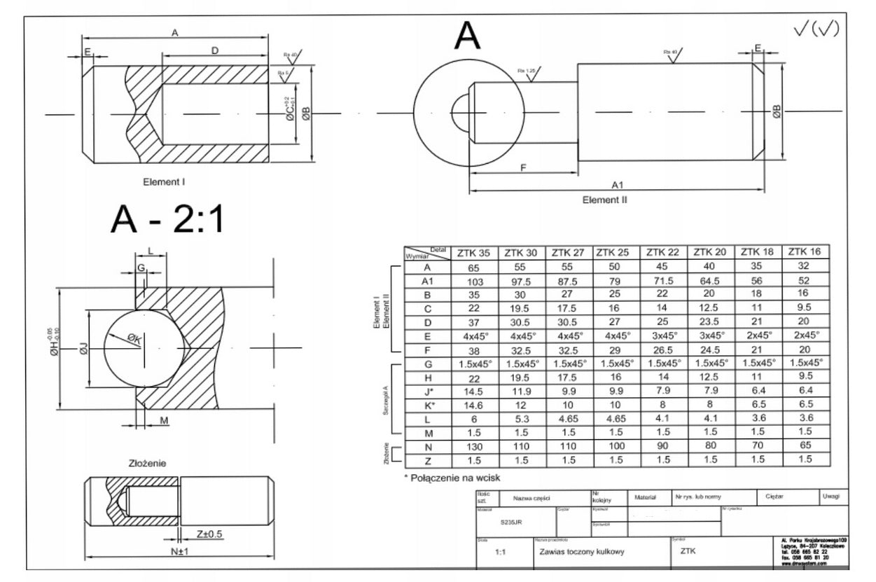 TURNED HINGE WITH FI25 BALL FOR GATE DOOR Product weight with unit packaging 0.28 kg