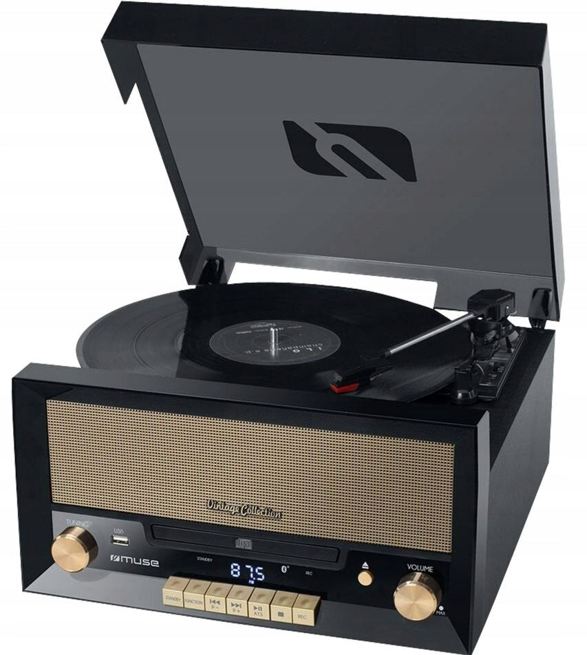 TURNTABLE RETRO CD RADIO FM USB BLUETOOTH MUSE MT-110B
