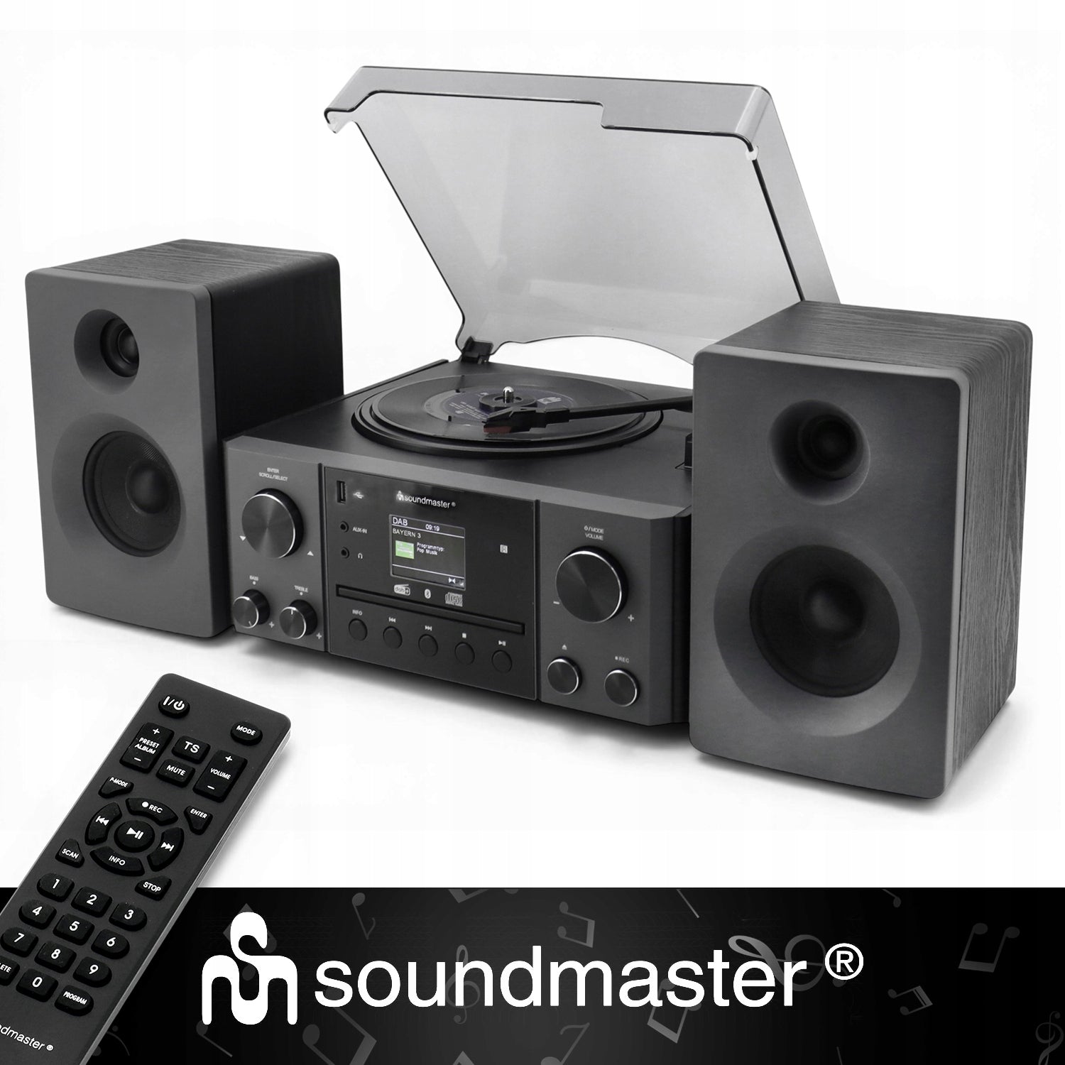 TURNTABLE SOUNDMASTER MCD1950SW 33/45/78 FM BT MP3 2x10W Model MCD1950SW