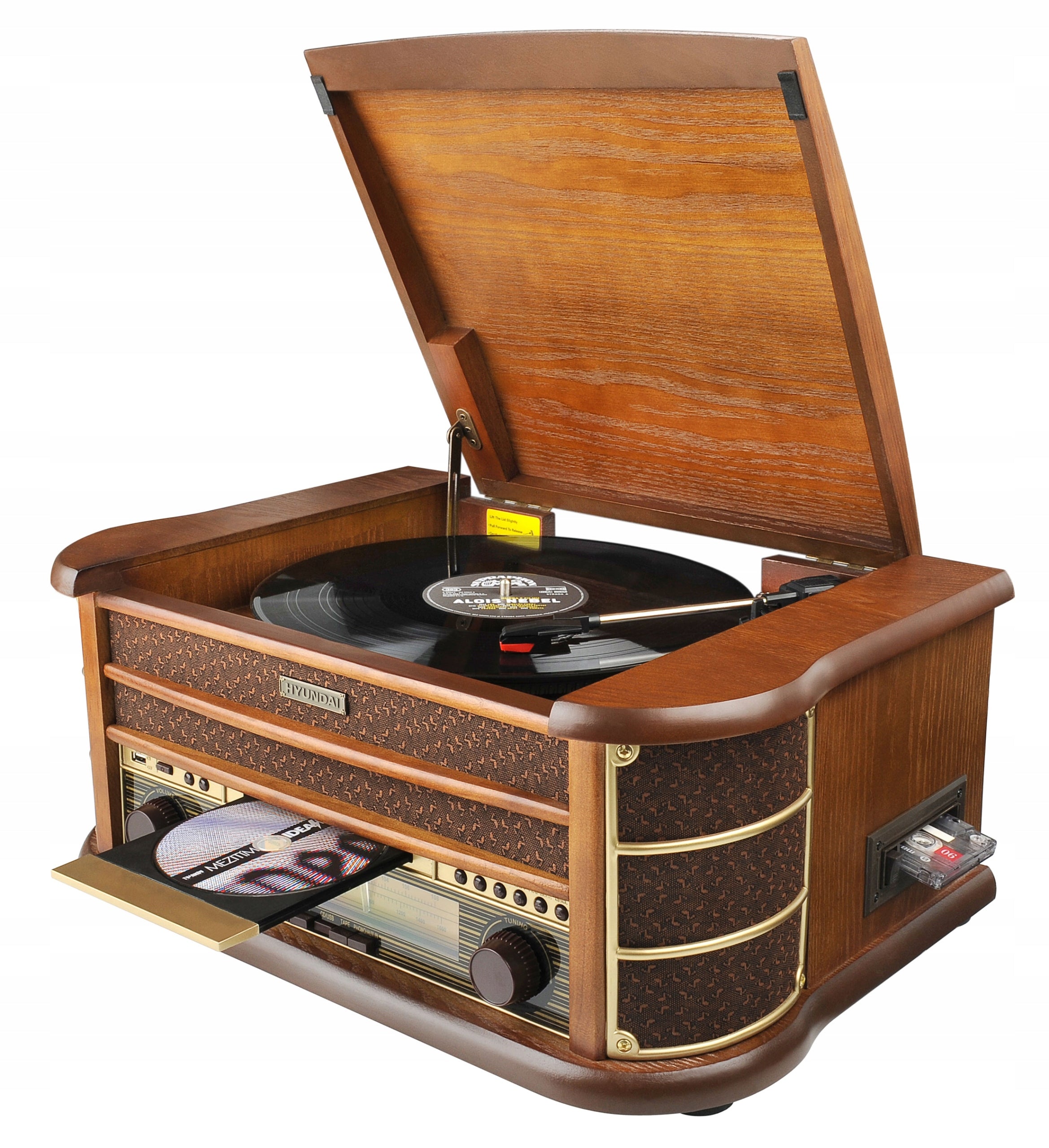 TURNTABLE VINYL RECORD ADAPTER RETRO RADIO FM CASSETTE MP3 CD USB AUX REMOTE CONTROL