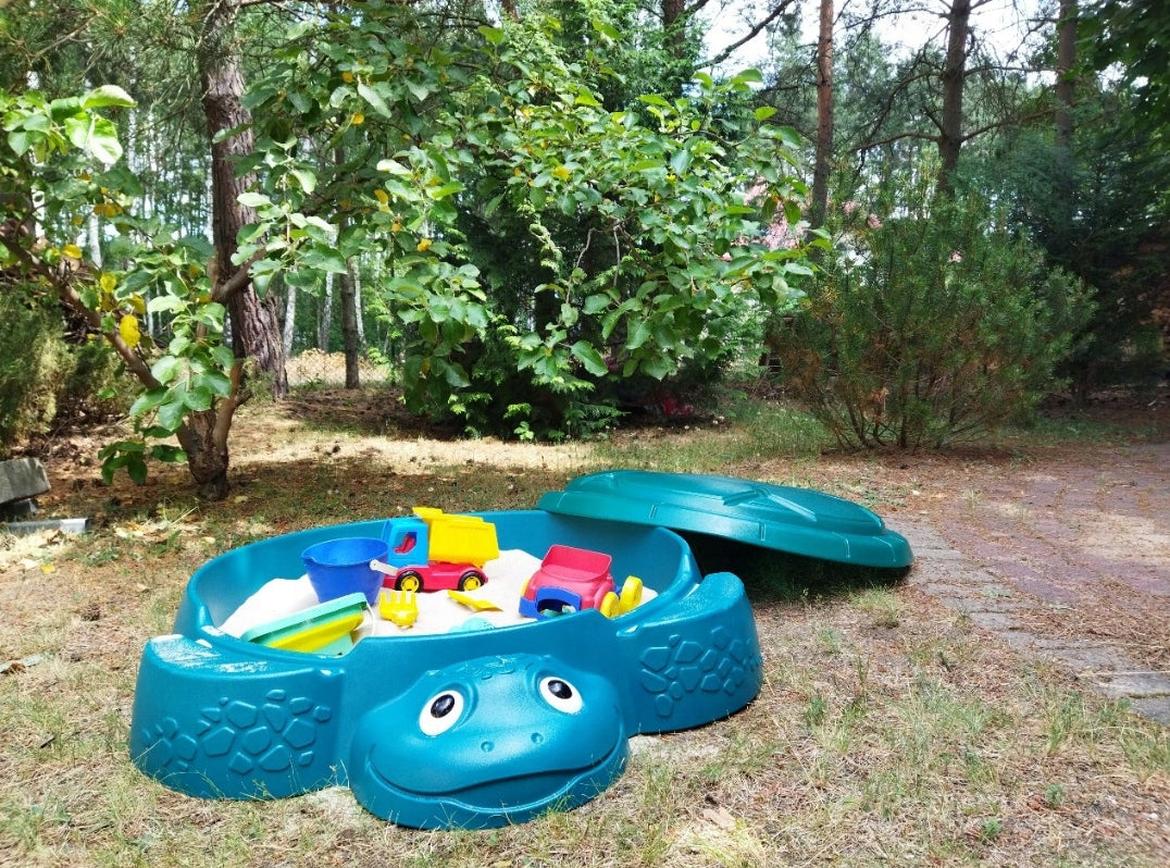 TURQUOISE GARDEN SANDBOX LITTLE TIKES TURTLE WITH LID Kid's age 12+ months