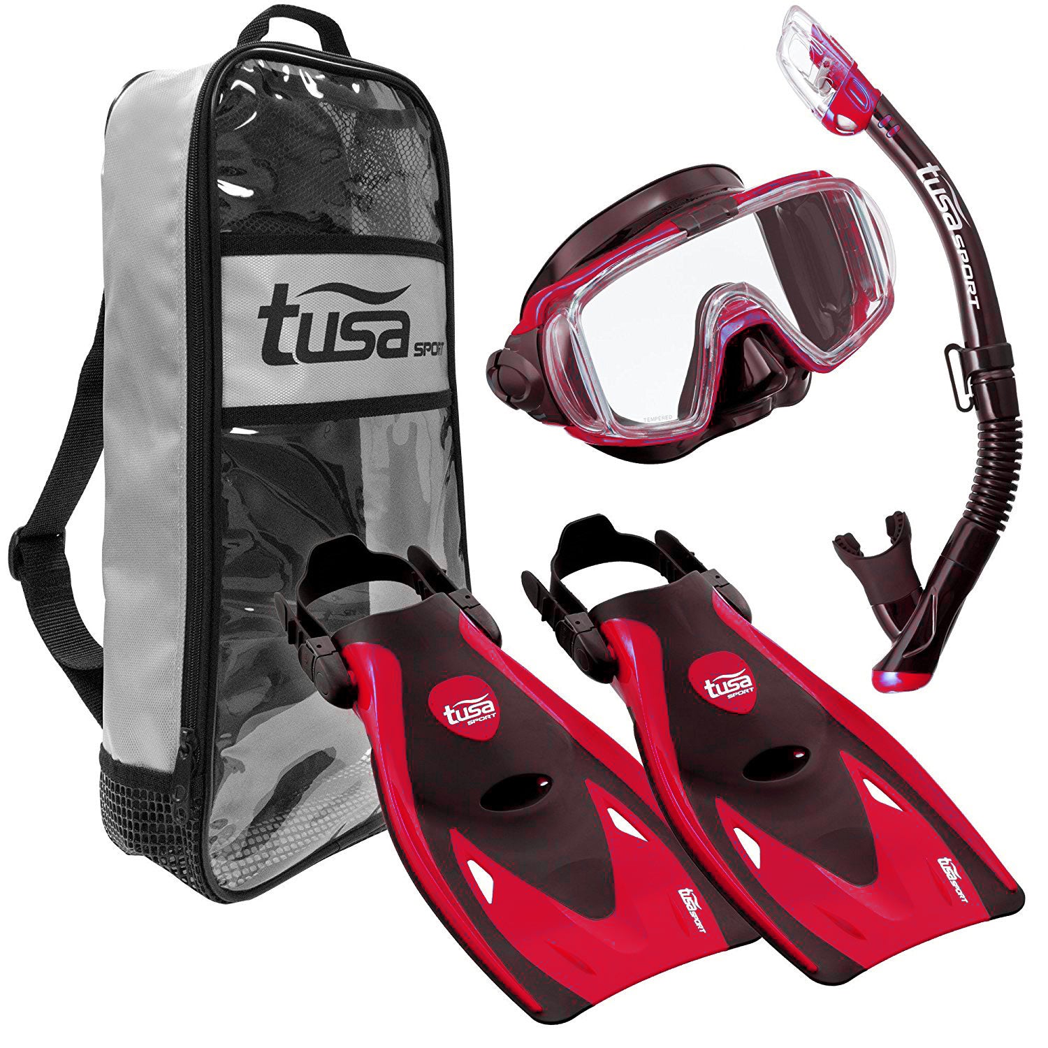 TUSA Snorkeling set VISIO TRI-EX Mask Pipe Fins M 36-42 RED