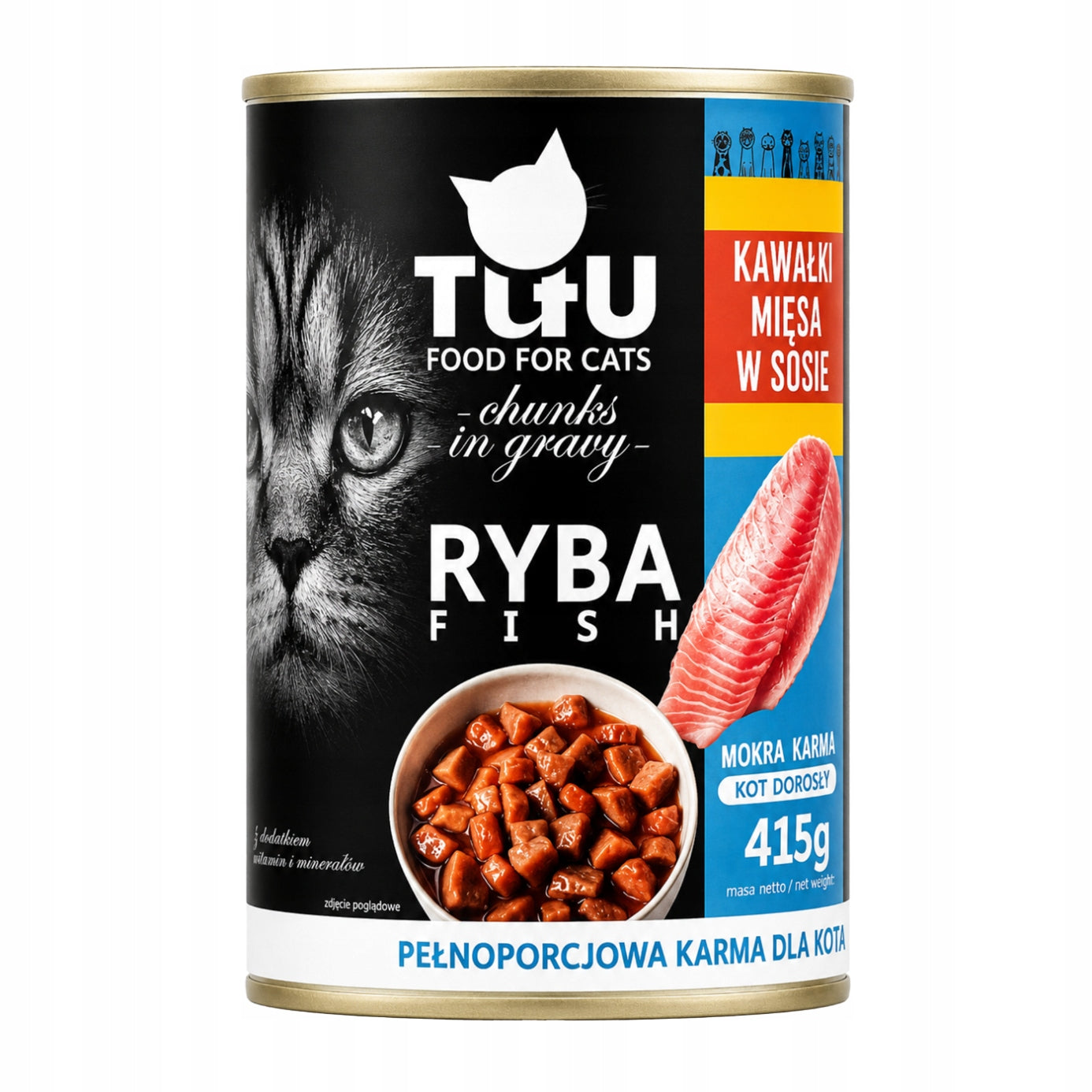 TUTU wet cat food Fish can 415g Pieces in sauce