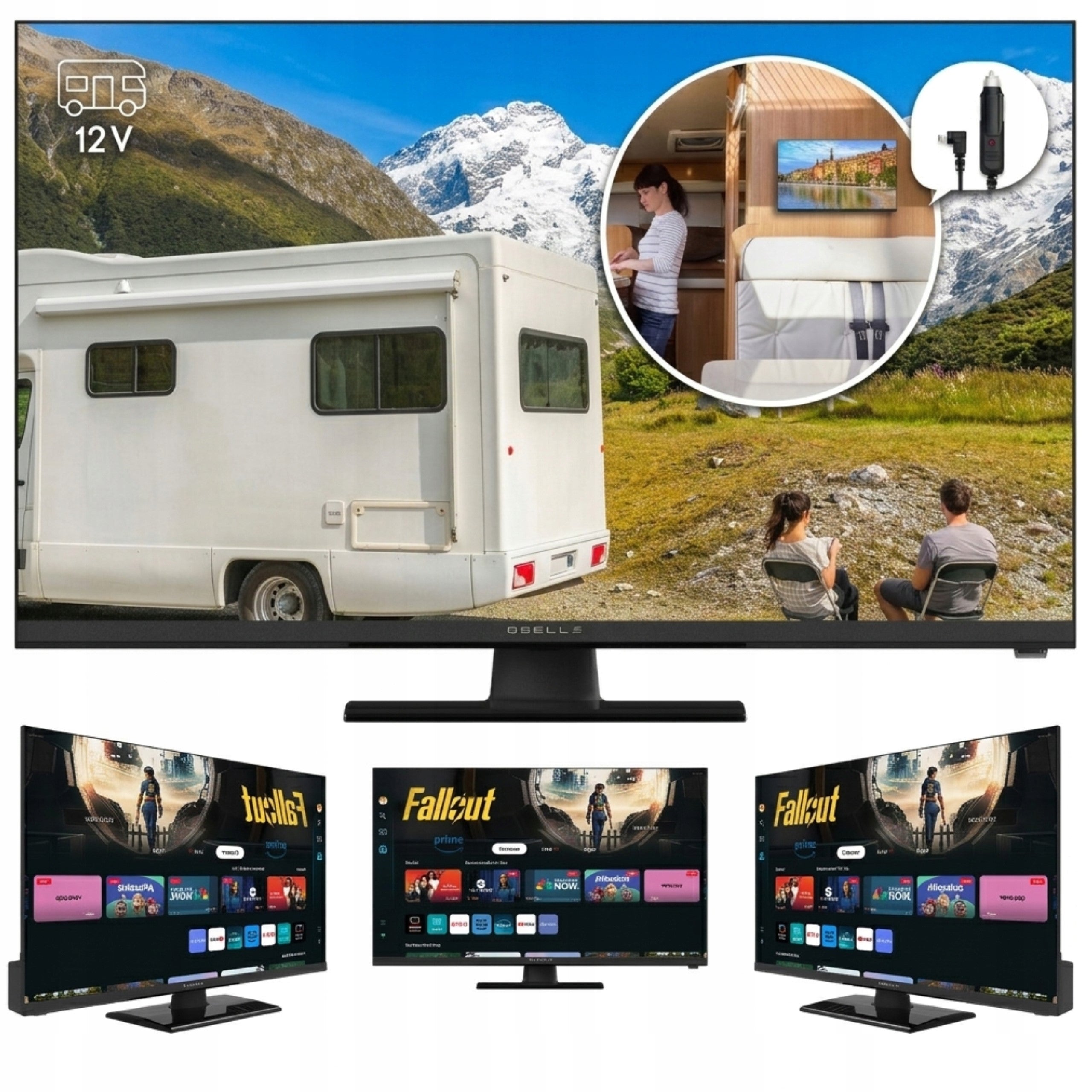 TV 12V SMART TV LED 24 Q.Bell QT24HTF8A12V Tizen OS DVBT2 FOR MOTORHOME