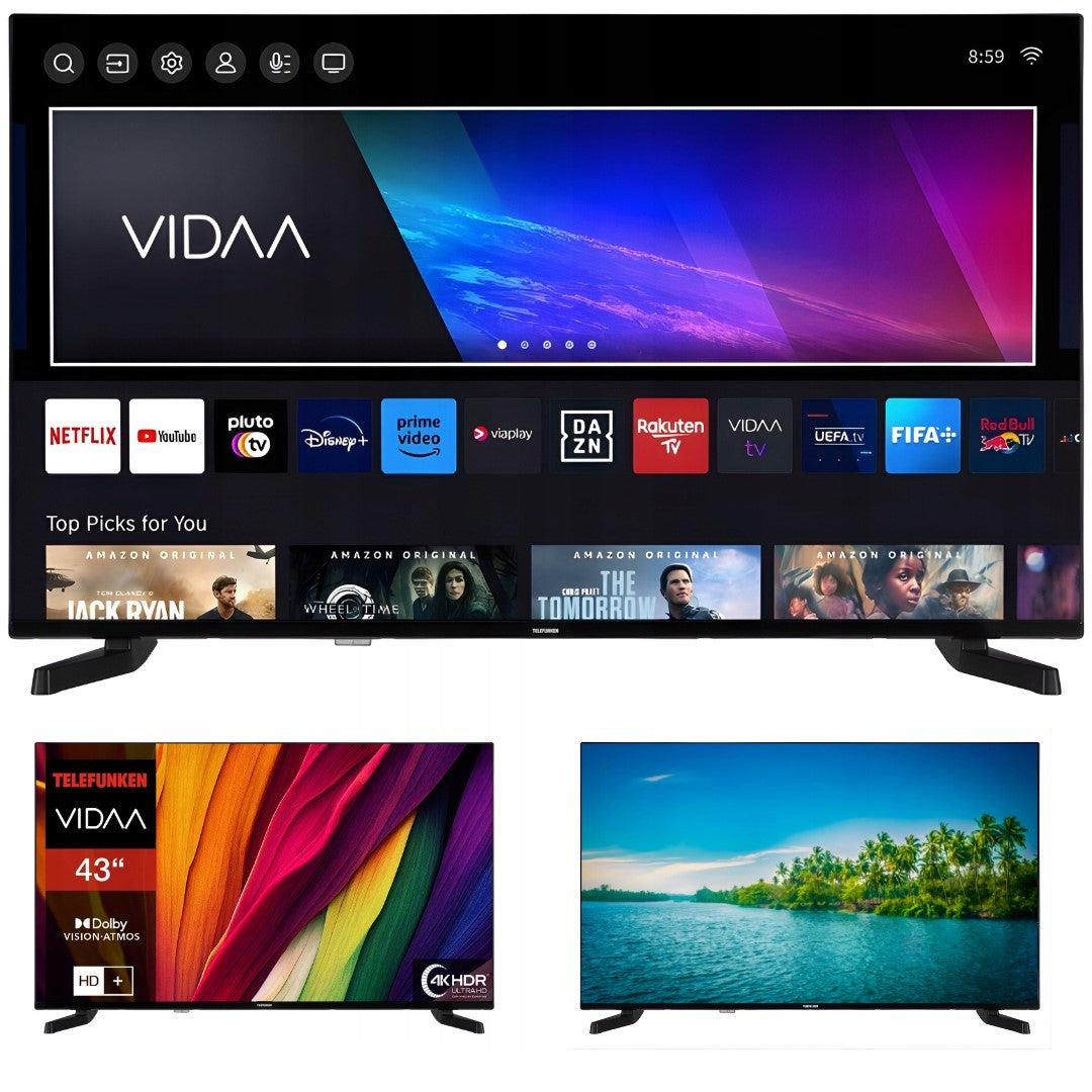 TV 43" Smart TV 4K UHD Telefunken D43U790B2C HDR10 WiFi DVB-T2 VIDAA