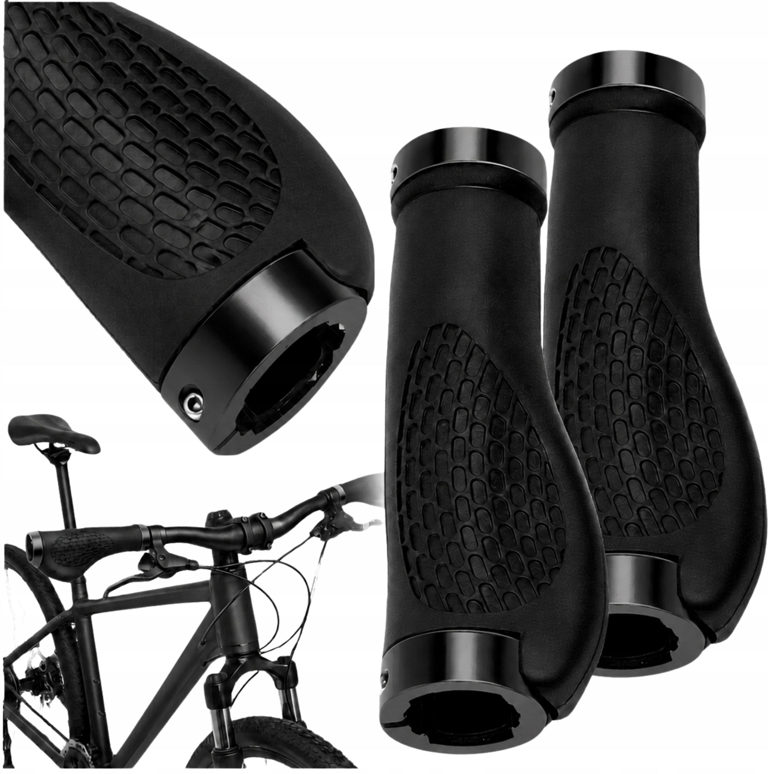 TWISTED BIKE GRIPS ERGONOMIC GRIPS BLACK NON-SLIP HANDLES