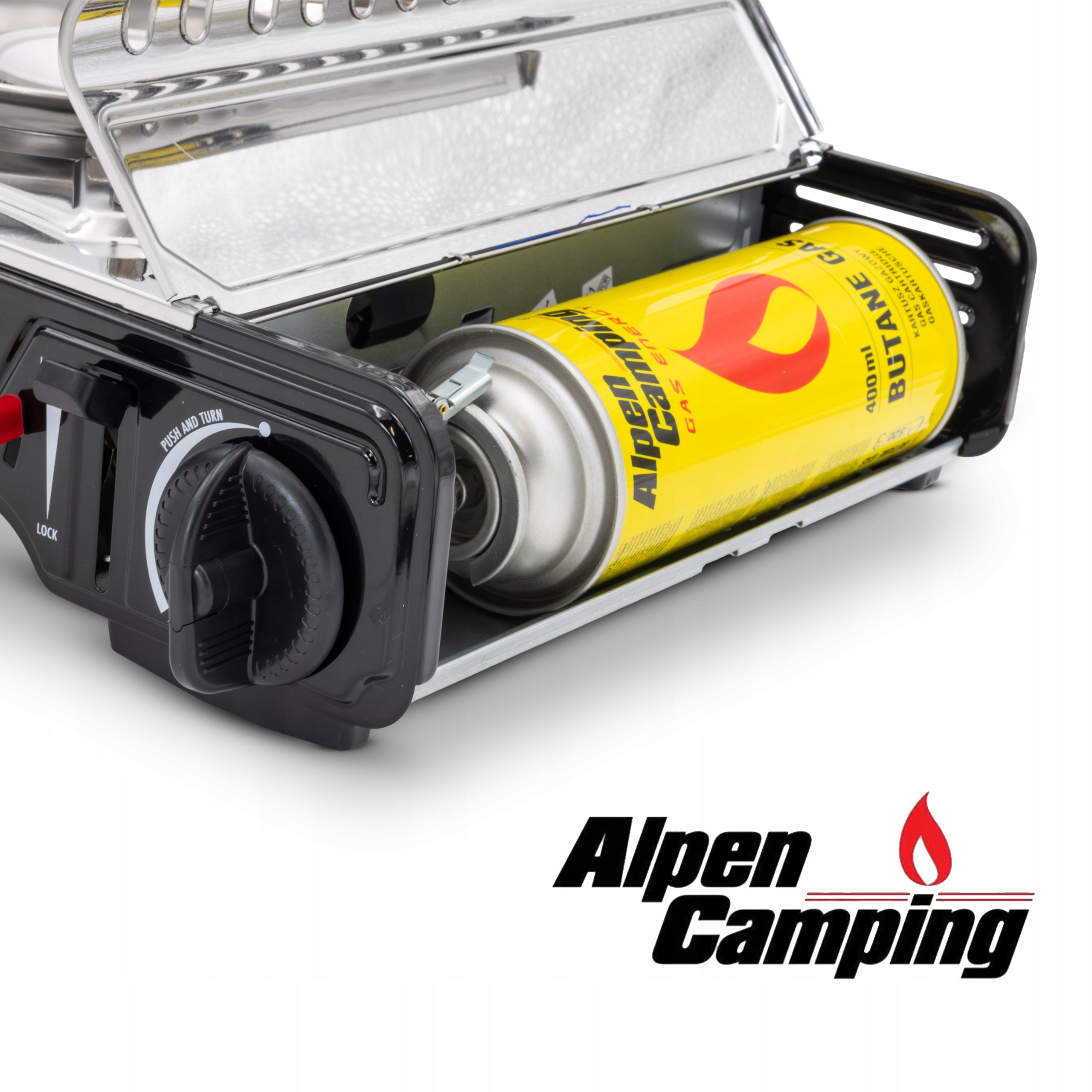 TWO-BURNER TOURIST STOVE FOR CARTOUCHE GRILL ALPEN CAMPING + SUITCASE Manufacturer code ATLAS