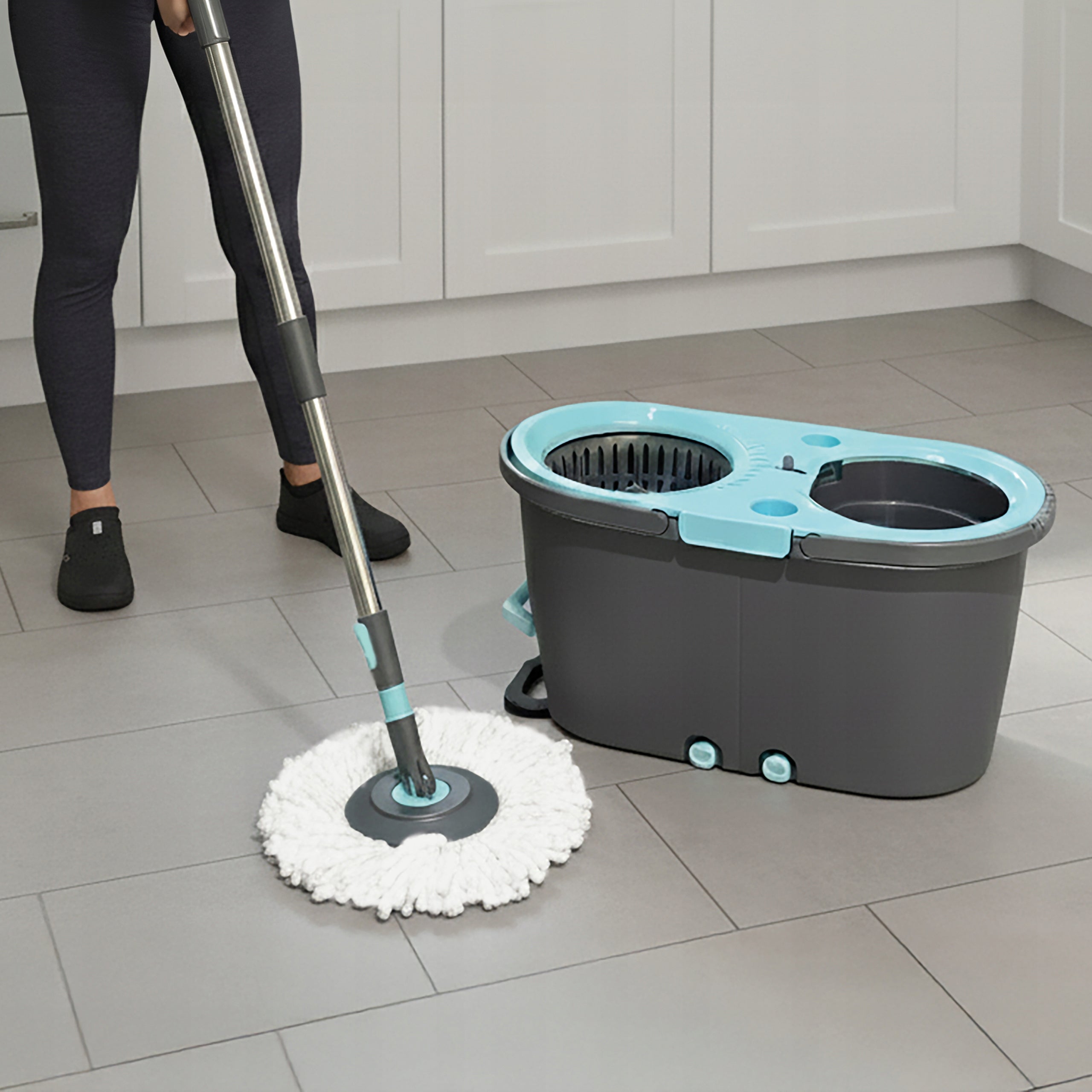 TWO CHAMBER BUCKET MOP CLEAN DIRTY WATER ROTARY 2 MICROFIBER CARTRIDGES Manufacturer code ROD4162