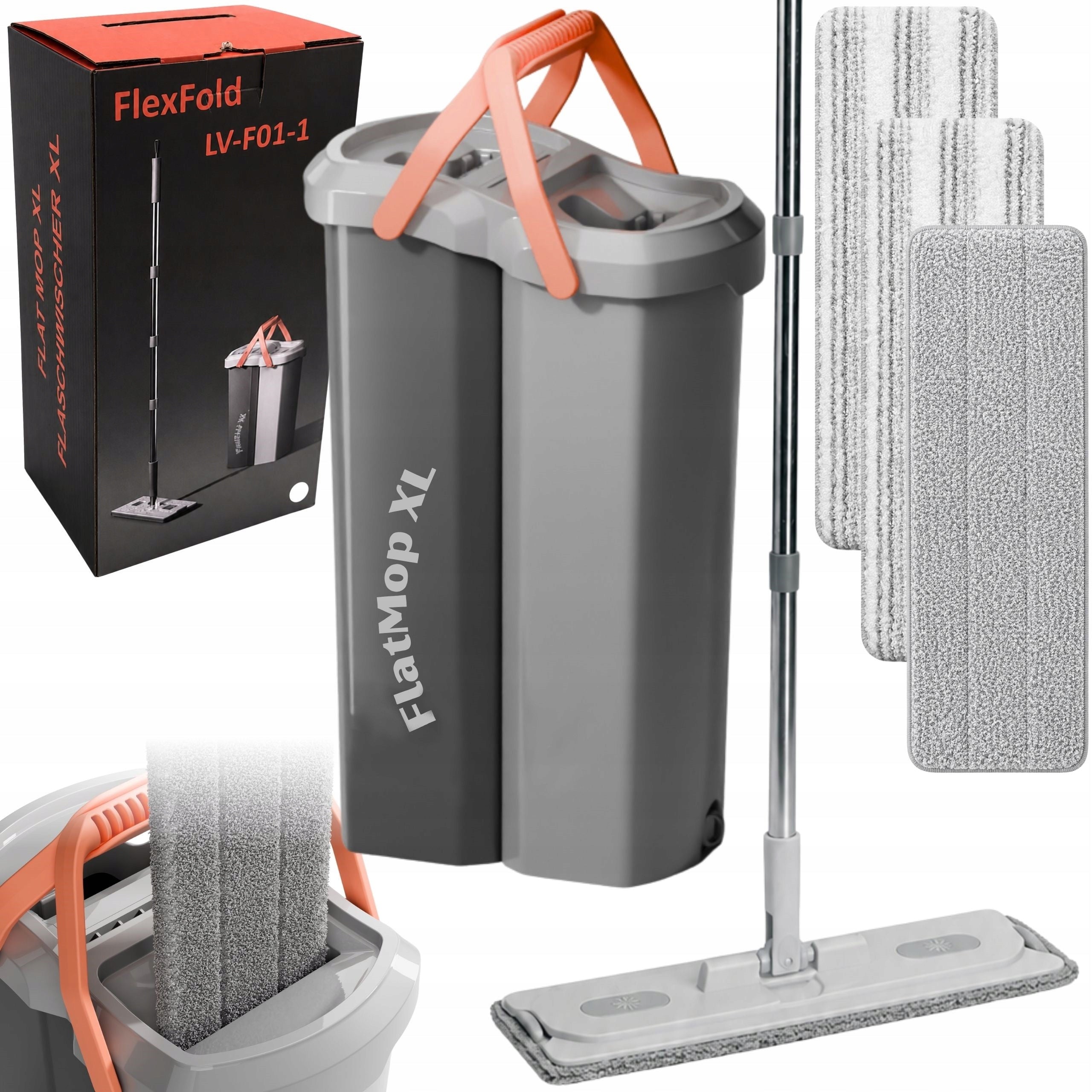 TWO-CHAMBER FLAT MOP XL TWO-CHAMBER SEPARATION OF DIRTY WATER 3 CARTRIDGES 5,7 L