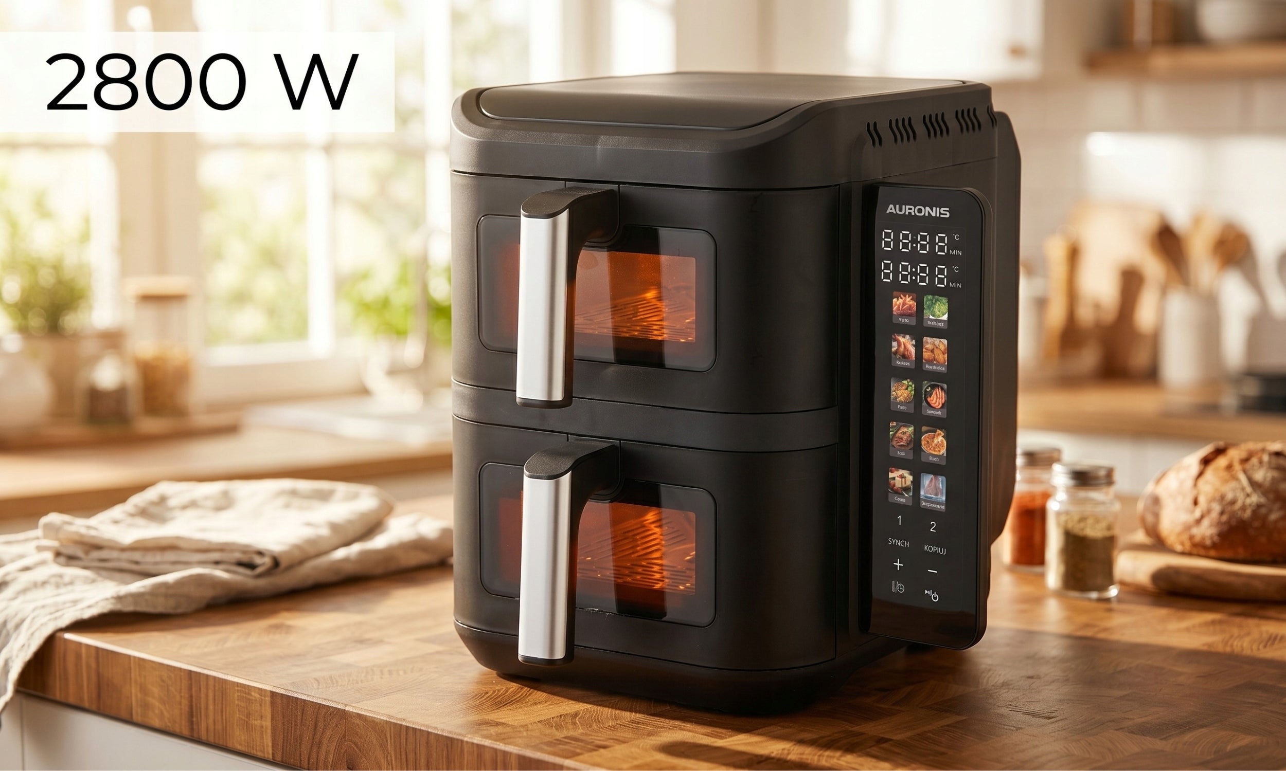 TWO-CHAMBER VERTICAL NON-FAT FRYER 11L AIR FRYER in Polish 2800W Brand Auronis