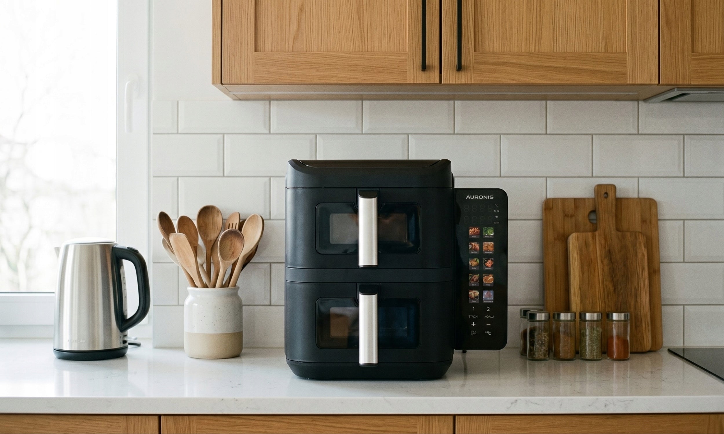 TWO-CHAMBER VERTICAL NON-FAT FRYER 11L AIR FRYER in Polish 2800W Power 2800 W