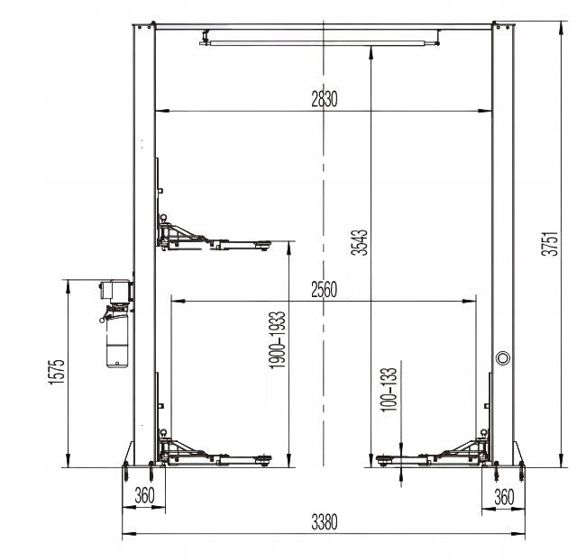 TWO-COLUMN CAR WORKSHOP LIFT COMBINED WITH TOP 4T SEMI-AUTOMATIC Manufacturer code SF-C4000