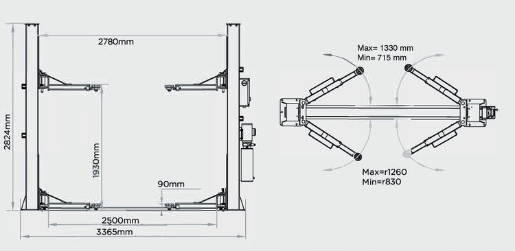 TWO-COLUMN LIFT 4T BOTTOM CONNECTED Magneti Marelli - Superlift 4000 B Brand Magneti Marelli