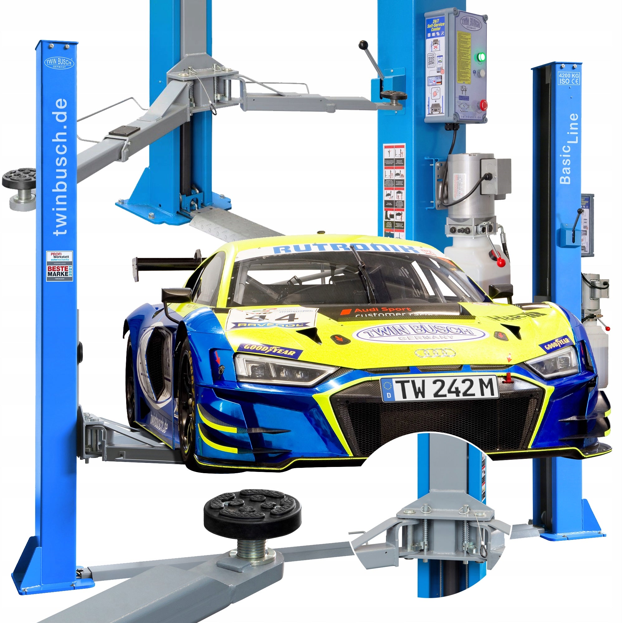 TWO-COLUMN WORKSHOP CAR LIFT TWIN BUSCH TW 242A 4200KG