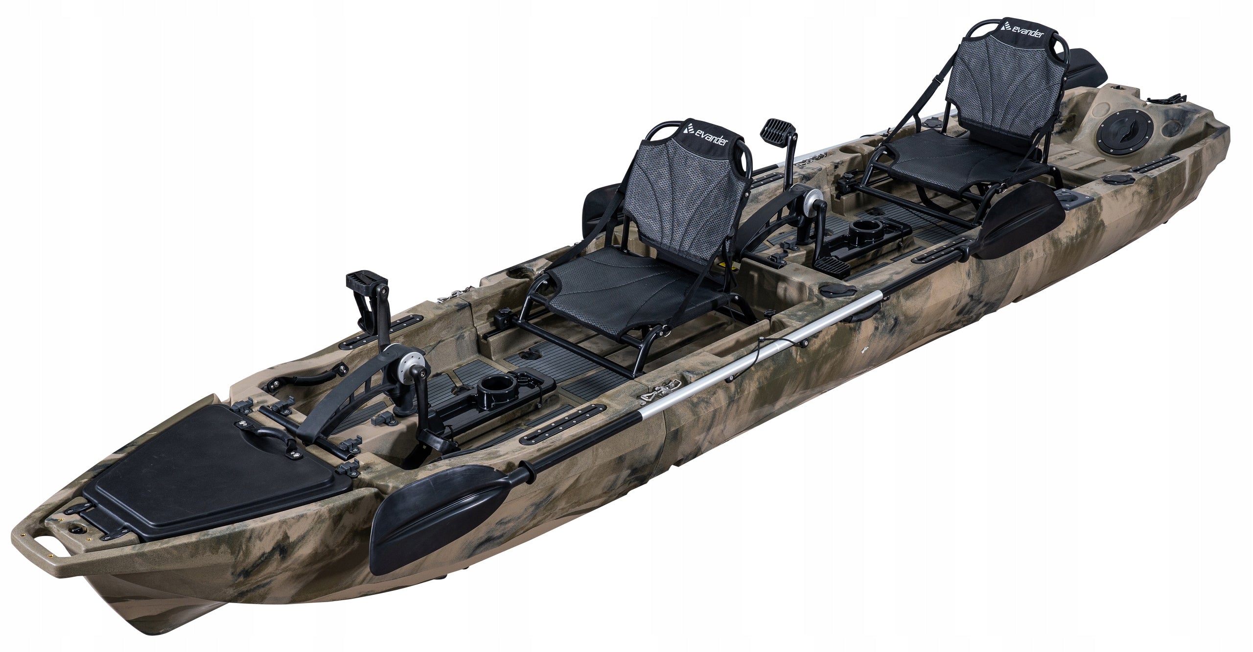 TWO-PERSON MODULAR FISHING KAYAK WITH FOOT DRIVE 450CM FOLDING Packaging status original