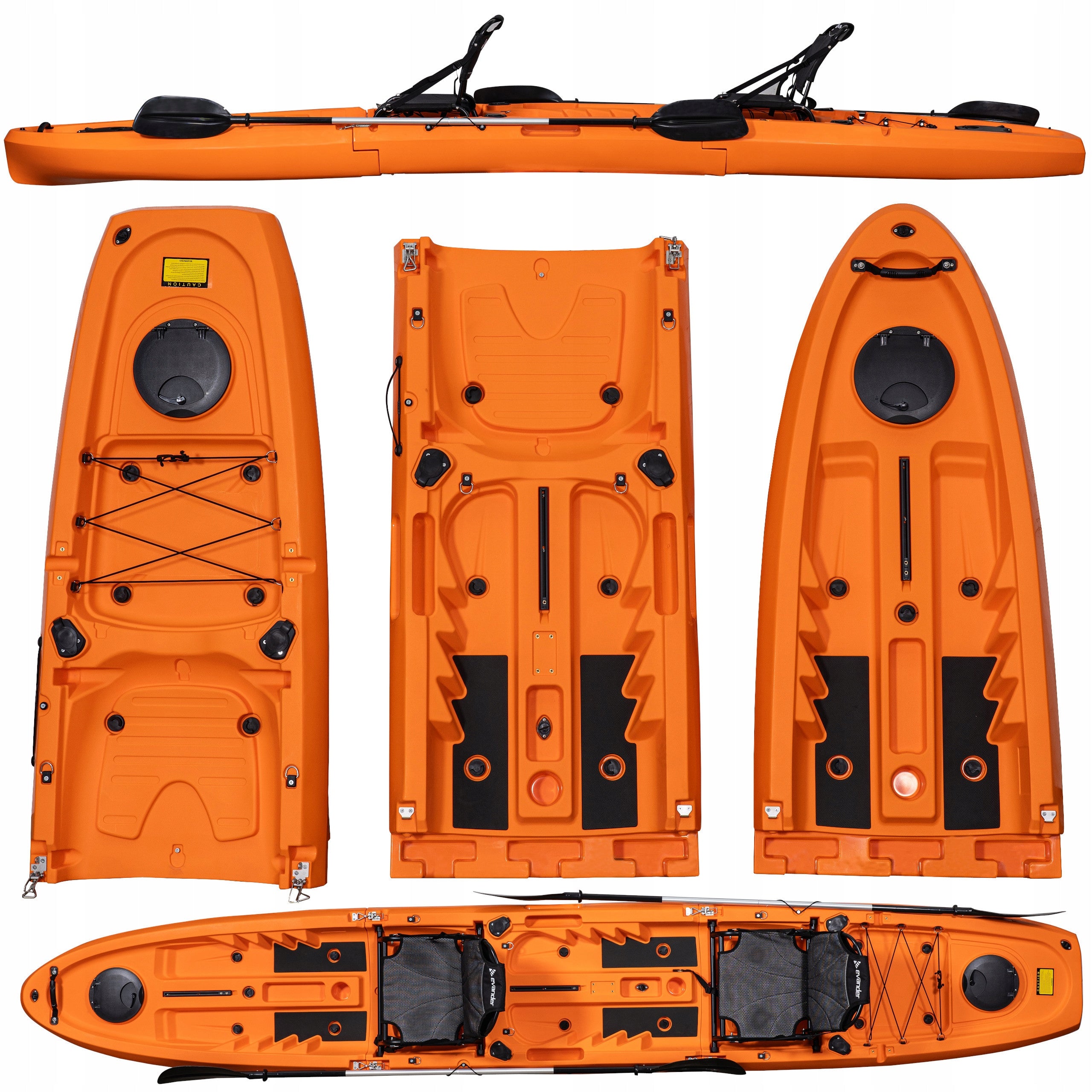 TWO-PERSON MODULAR RECREATIONAL KAYAK 475 CM FOLDING KAYAK 3 MODULES SET