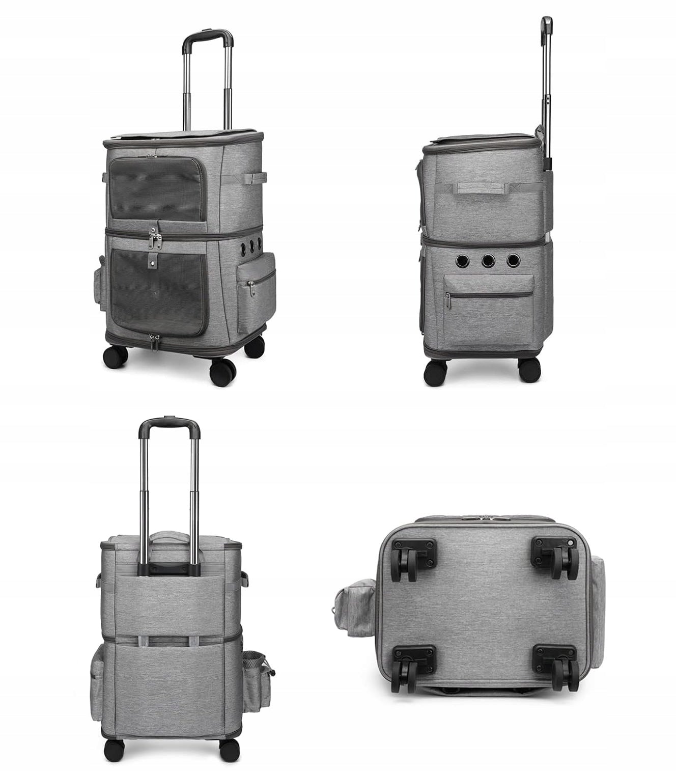 TWO-TIER suitcase transporter on wheels for cat dog 2in1 | I216 Manufacturer code I216