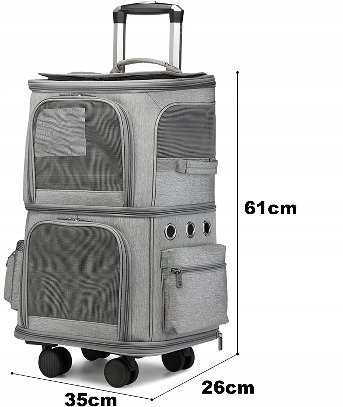 TWO-TIER suitcase transporter on wheels for cat dog 2in1 | I216 Trade name Transporter I216