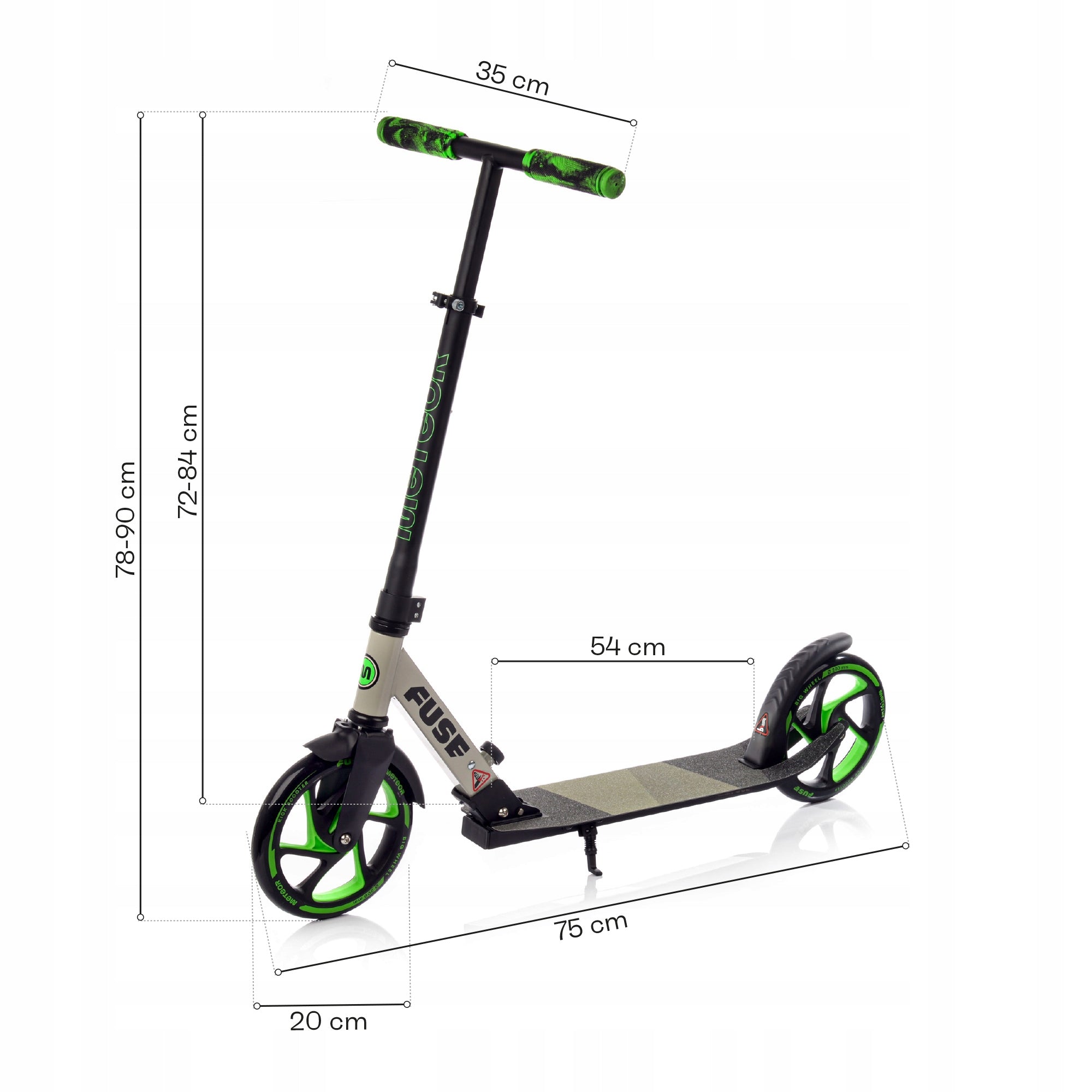 TWO-WHEELED SCOOTER ADJUSTABLE METEOR FUSE folding foot brake Shock absorption front and rear