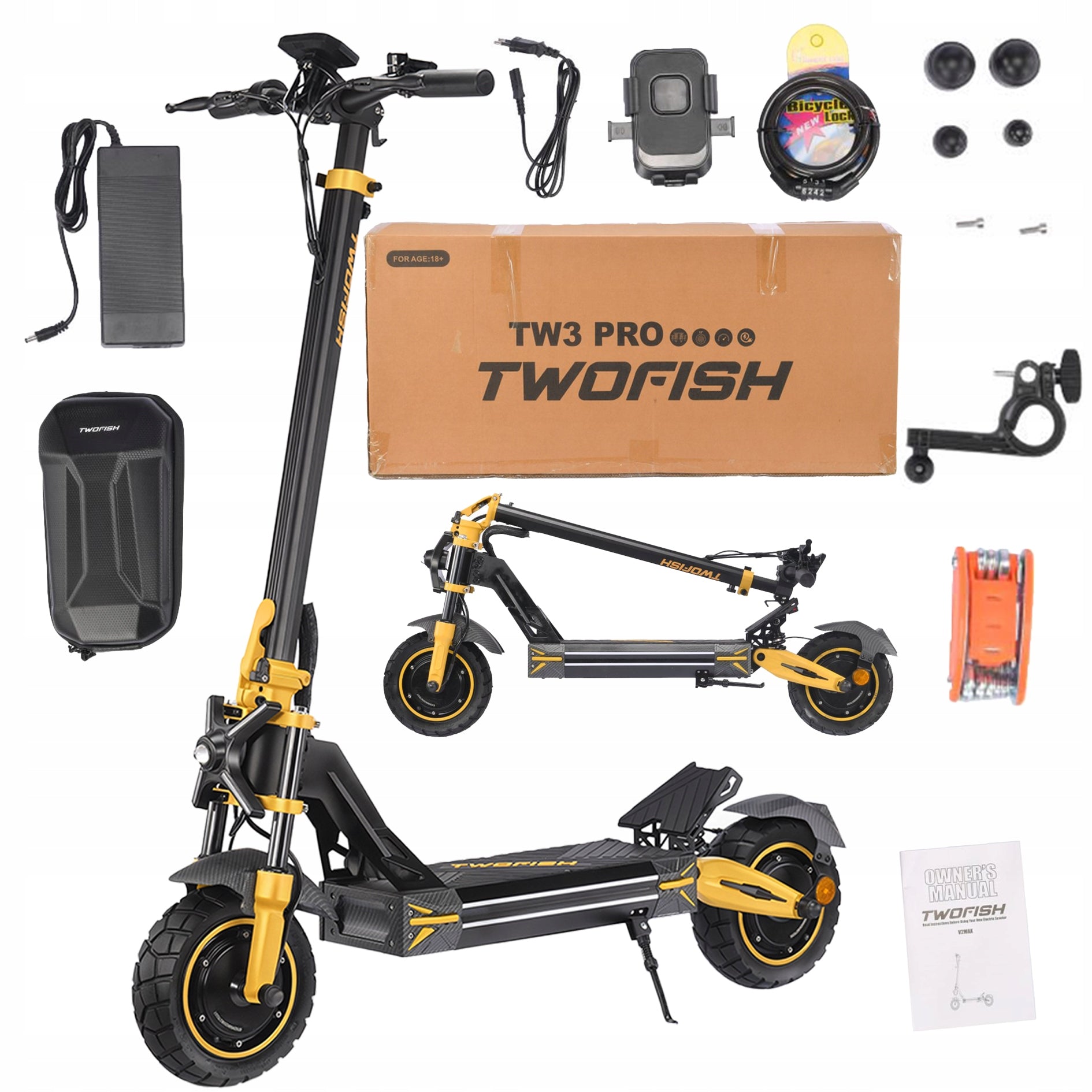 TWOFISH TW3 PRO 90KM 52V/23Ah 1640*2W 10" Off-road Electric Scooter