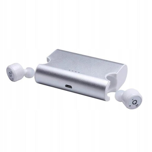 TWS wireless headphones with charging station - white