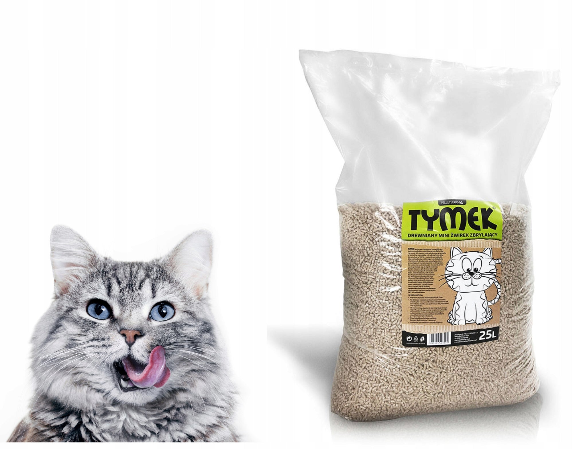 TYMEK 15 kg Cat clumping litter box anti-allergic wood litter box Brand Pelletsfarm