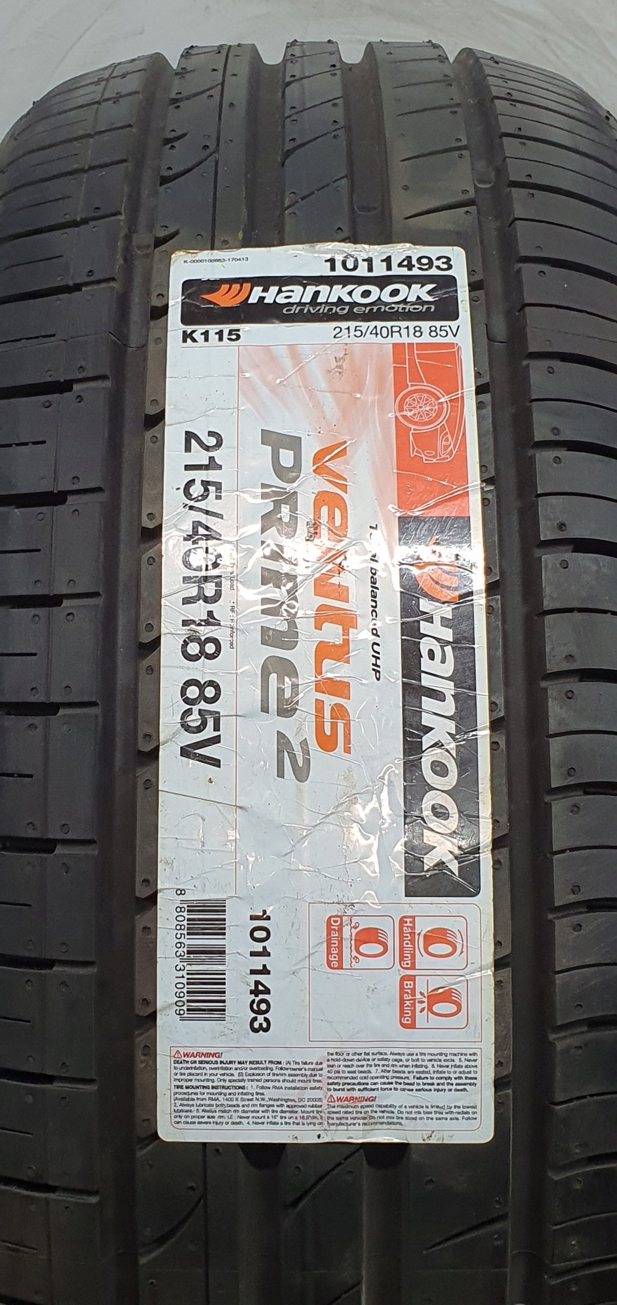 TYRE HANKOOK VENTUS PRIME2 PRIME 2 215/40R18 85V 215/40/18 AS NEW